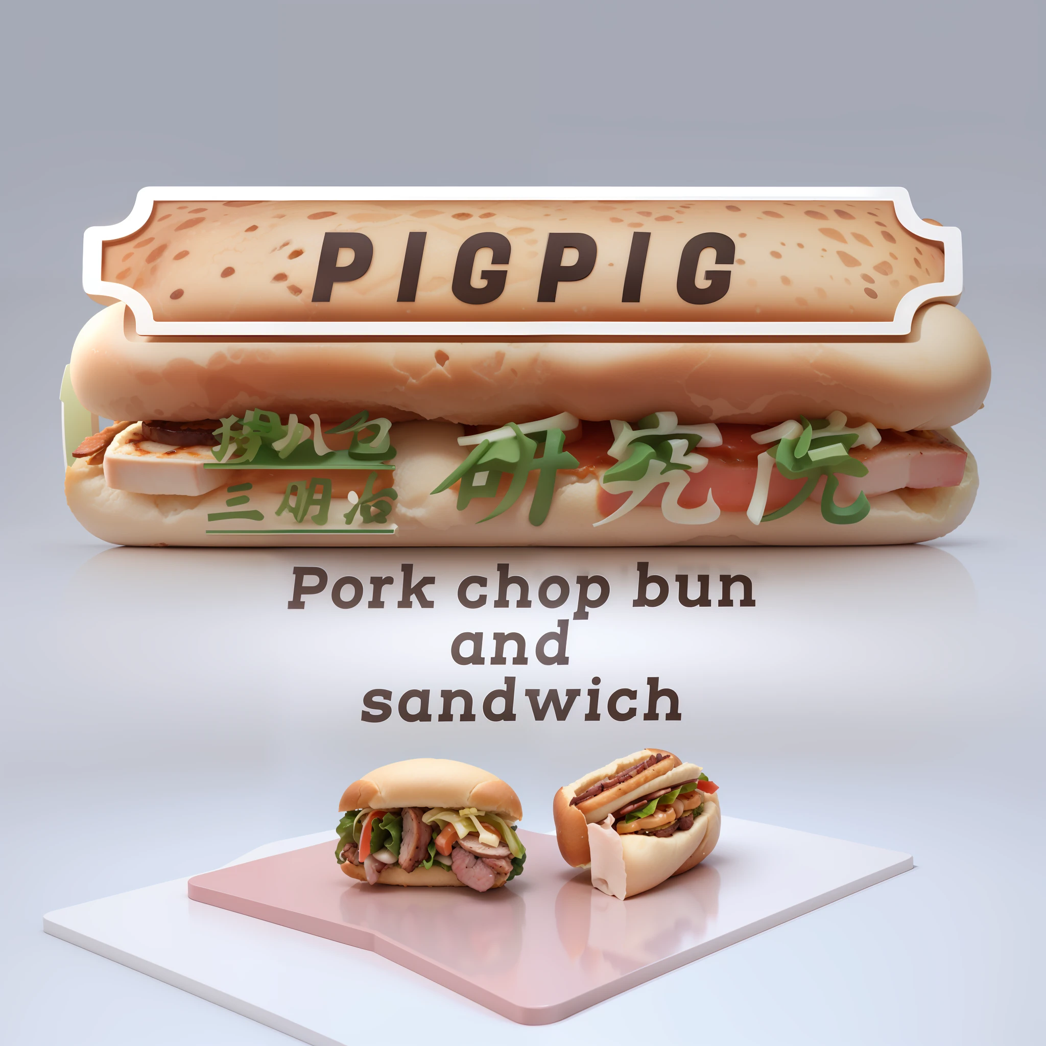 pork chop bun sandwich and pork chop bun picture pork chop bun and sandwich 3d illustration The background color does not change