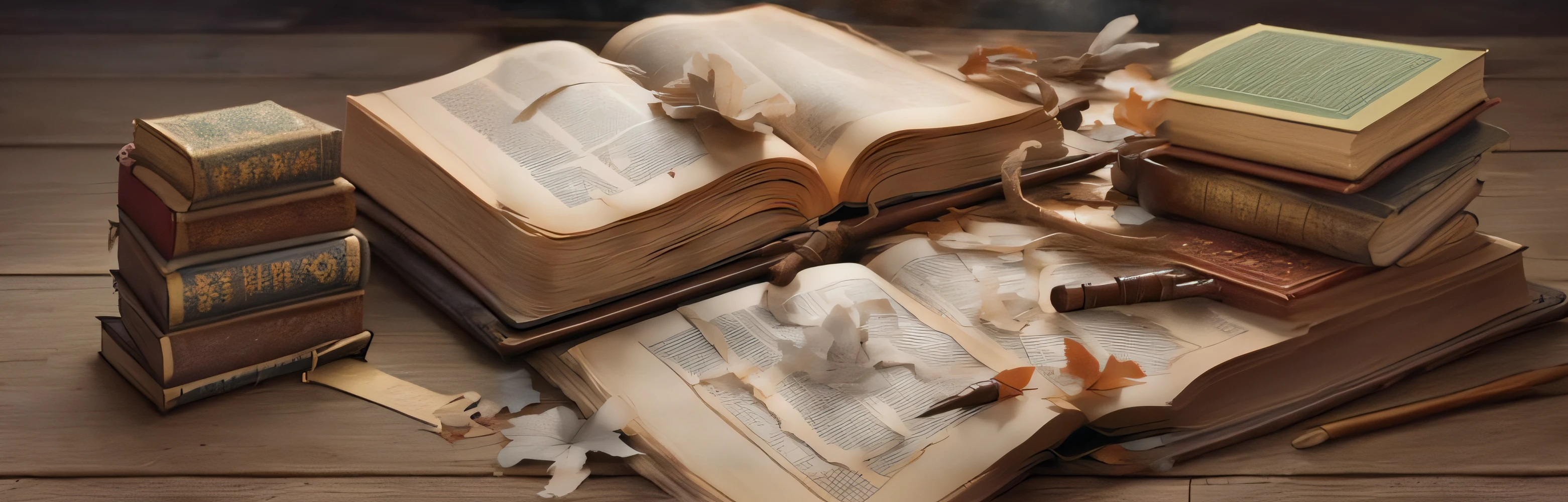 um livro aberto com uma caneta e um marcador sobre uma mesa, weathered pages, livros antigos e caneta de mergulho, papers and tomes, livros abertos, flowing book pages, fungal pages, livro antigo, um livro aberto, com um livro vintage em uma mesa, pergaminhos descartados, Mesas de madeira com livros, manuscritos e pergaminhos antigos, Pages, Completo - Ver, grande livro aberto