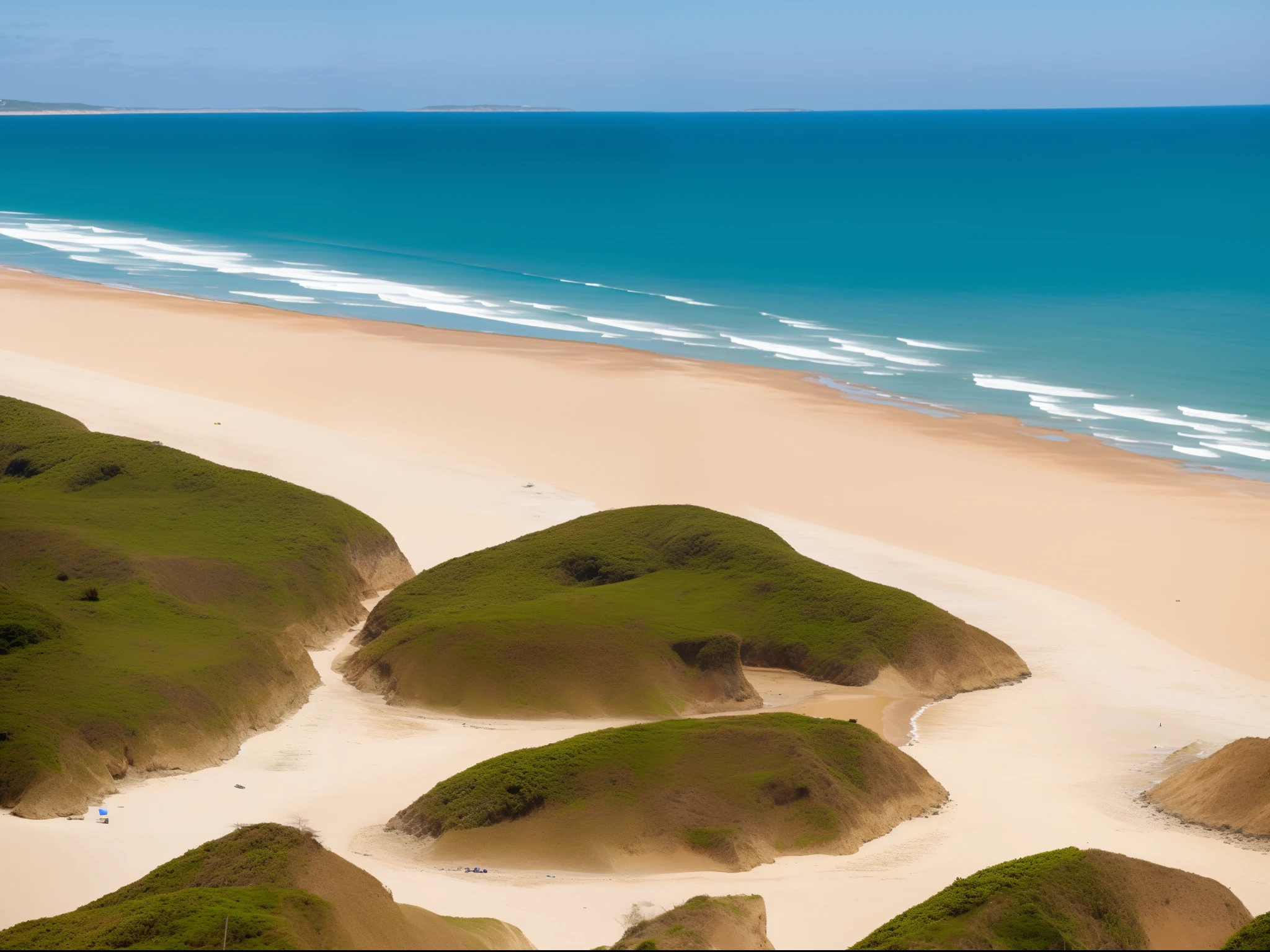 areia da praia em frente ao mar, absurdamente detalhado