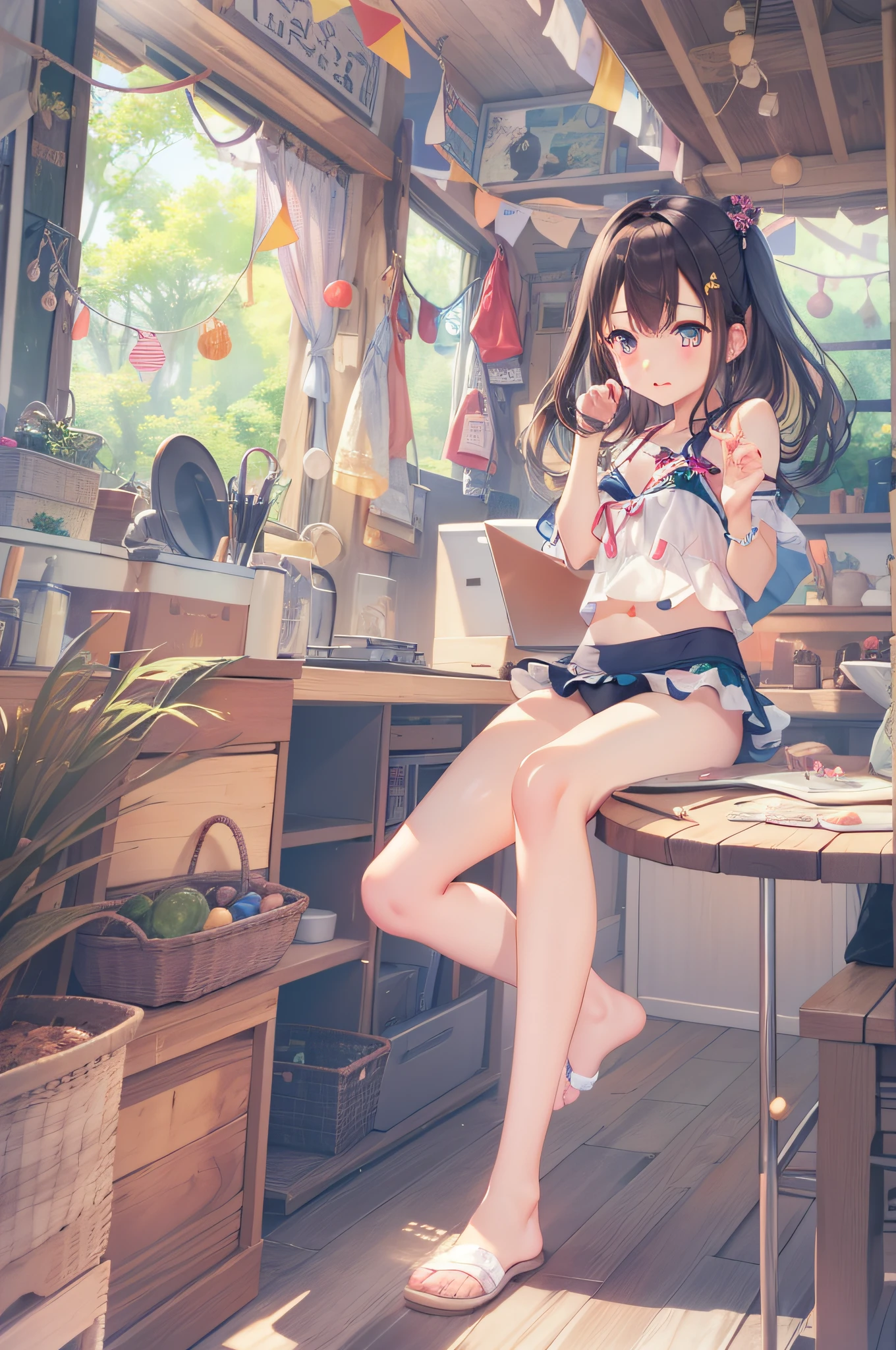 Girl watching TV、summer vacation、Dancing in the forest、Dancing in a swimsuit、