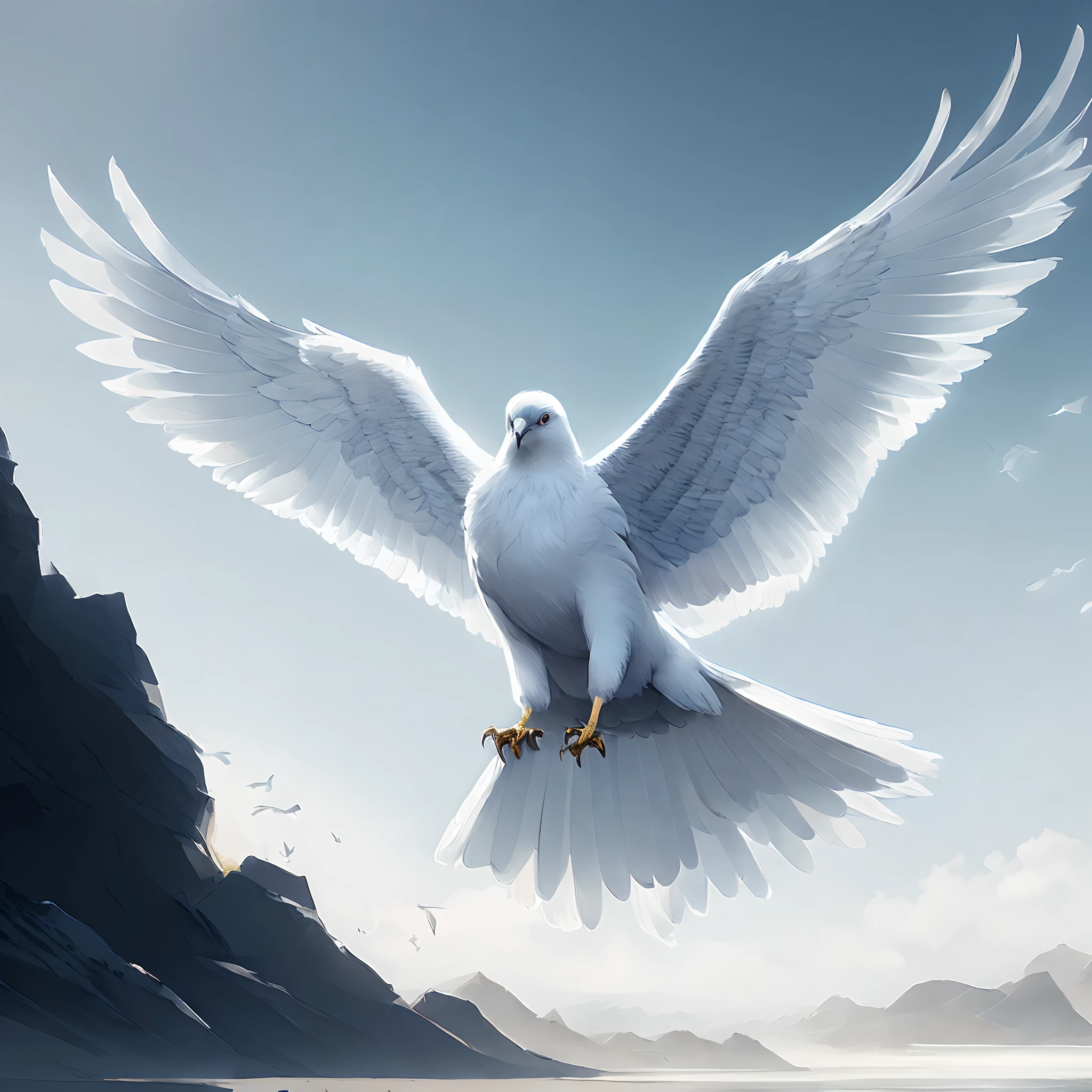 (digitial painting:1.2)Dove🕊,(white backgrounid),Art germ,concept-art,Octane rendering,Trends on ArtStation,iolibt,vfx,Blender and Photoshop,Octane rendering,Excellent composition,movie atmosphere,Dynamic dramatic cinematic lighting,Aesthetics,very inspirational,Artistically