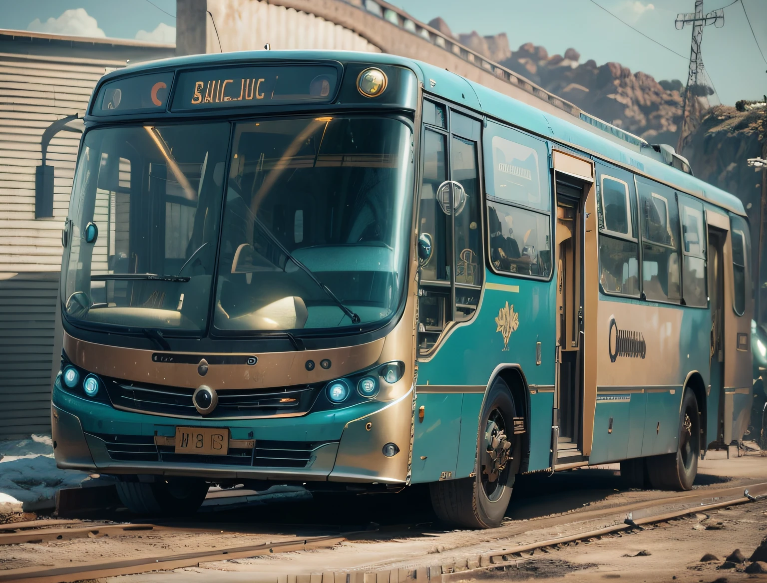 futuristic bus, brancos de fundo, Corpo Steampunk, detalhes intrincados, Magnificent, cinemactic, high resolution, 4k,