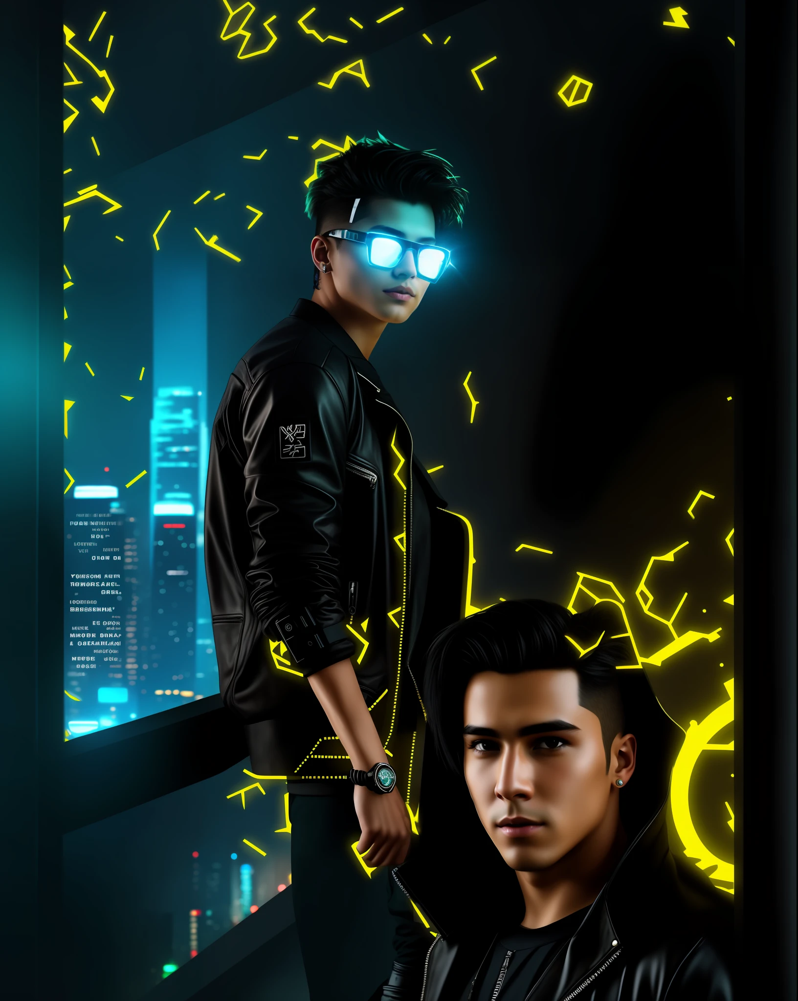 Change background cyberpunk handsome boy, realistic face, 8k, ultra realistic, pikachu
