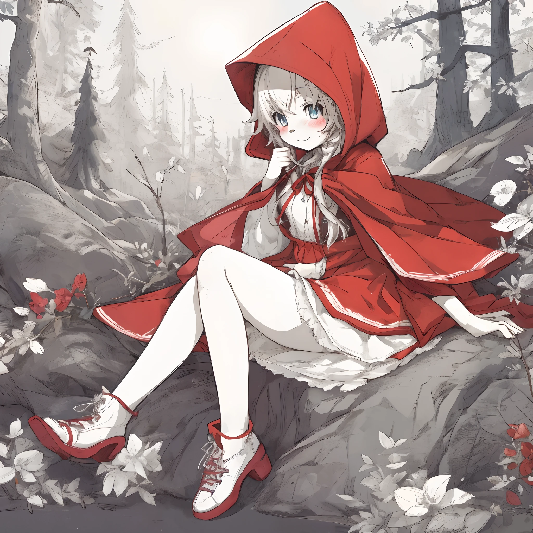 top quality, best quality, High-quality illustrations, masterpiece, super high resolution, detailed background, (super cute girl, solo)Little Red Riding Hood, forest, girl, open Clothes, undressing, on back, lying, absurdres(highly detailed beautiful face and eyes)perfect anatomy, expression, good lighting, cinematic shadow, embarrassed, smile:0.2, blush, cinematic shadow(kemono, furry anthro)dynamic angle,