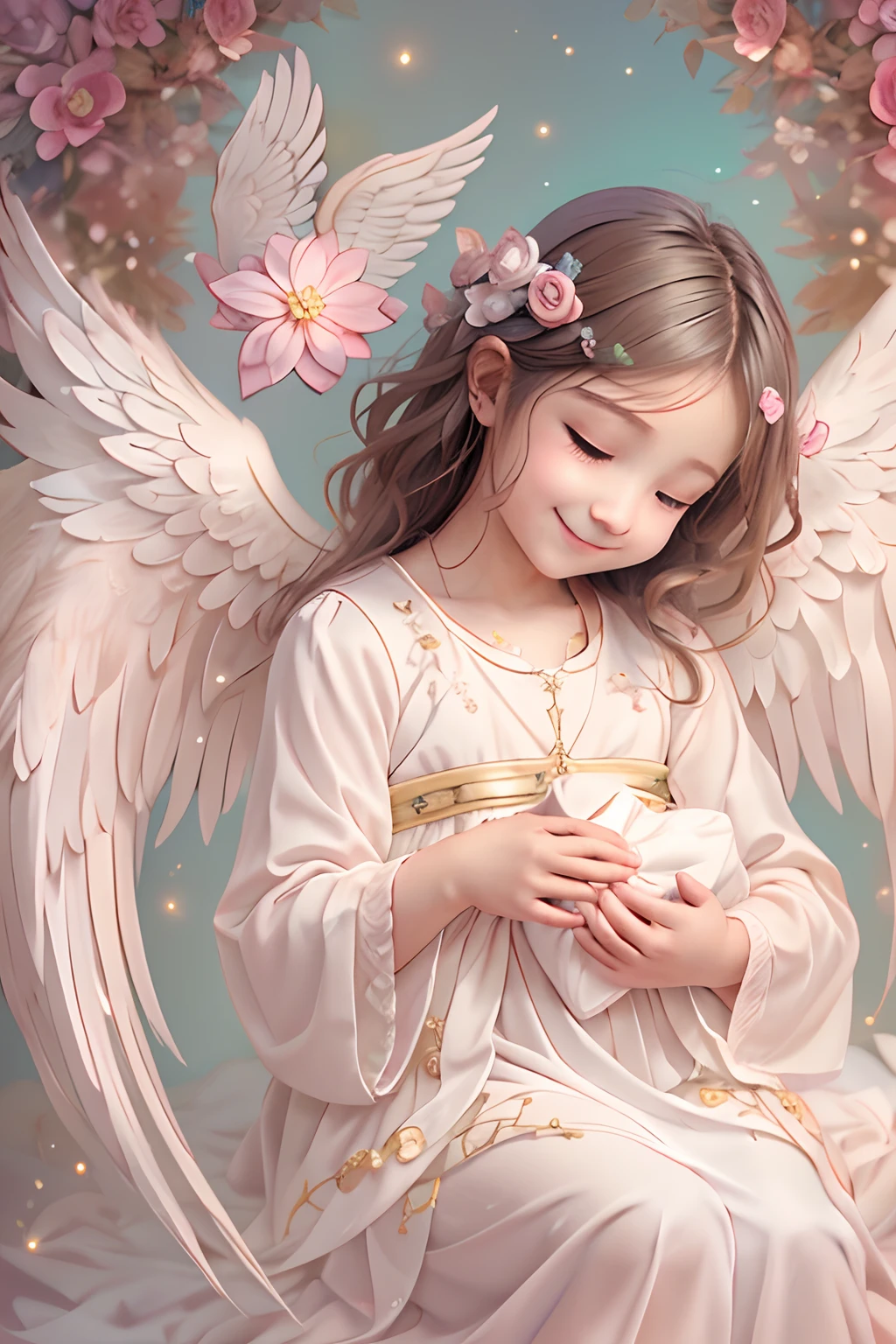 Blessings of Angels､Bright background、heart mark、tenderness､A smile、Gentle､ Angel、pastels