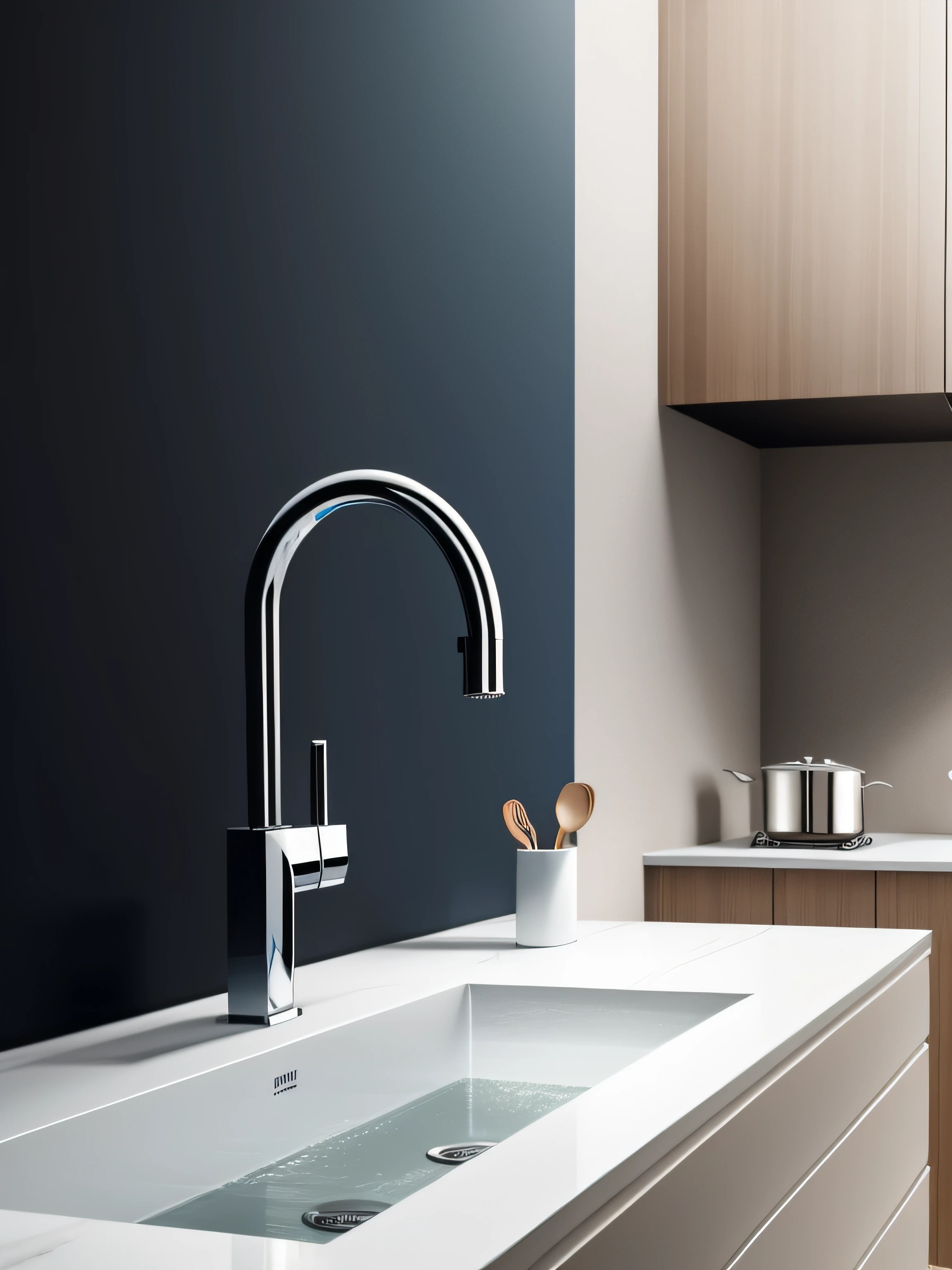 Kitchen faucets are realistic and minimalist