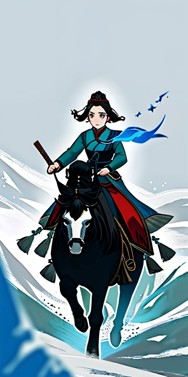 The first world view of Fengshen film,Female general riding and shooting,Frozen,steed,immortal