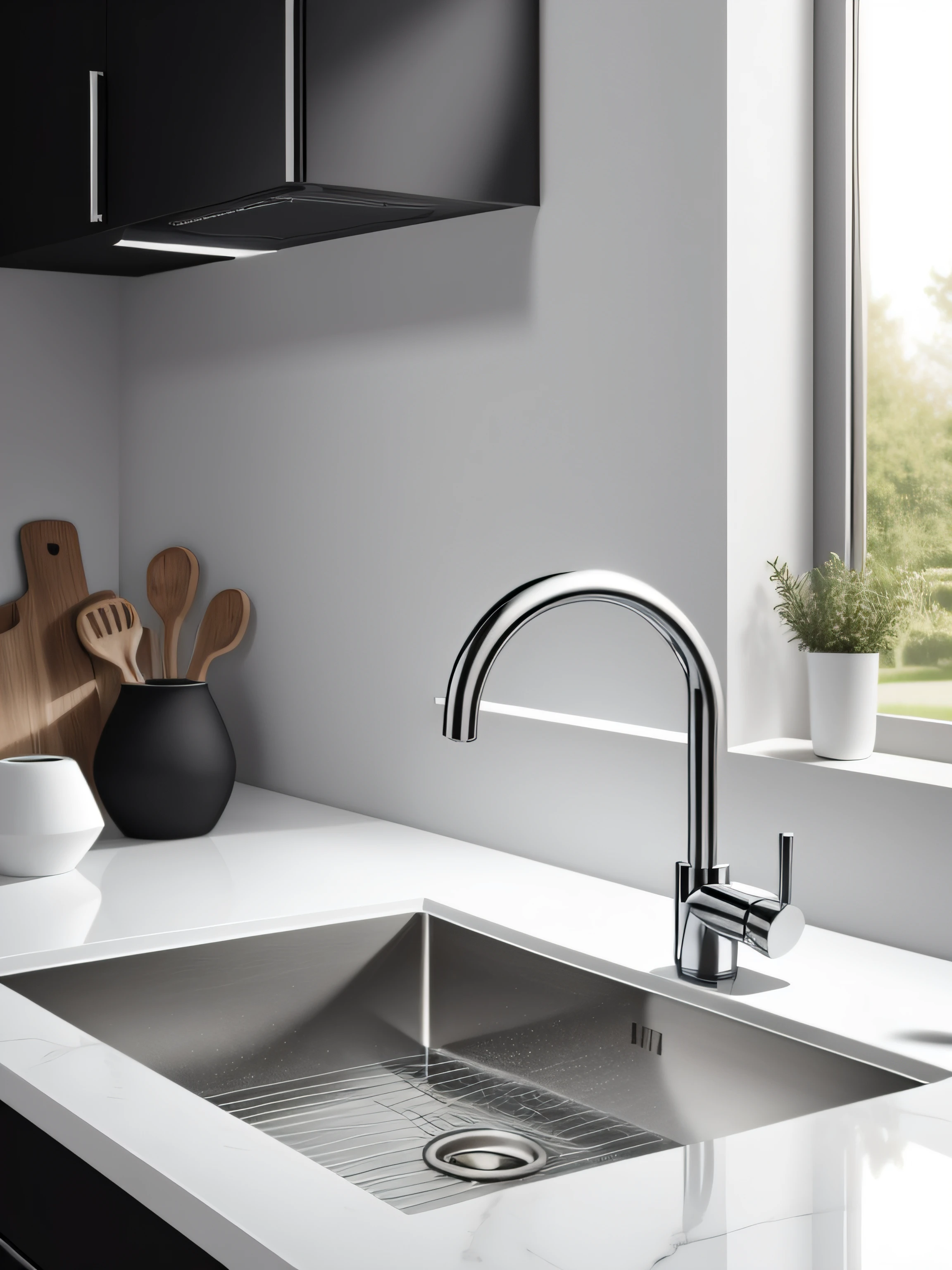 Kitchen faucets are realistic and minimalist