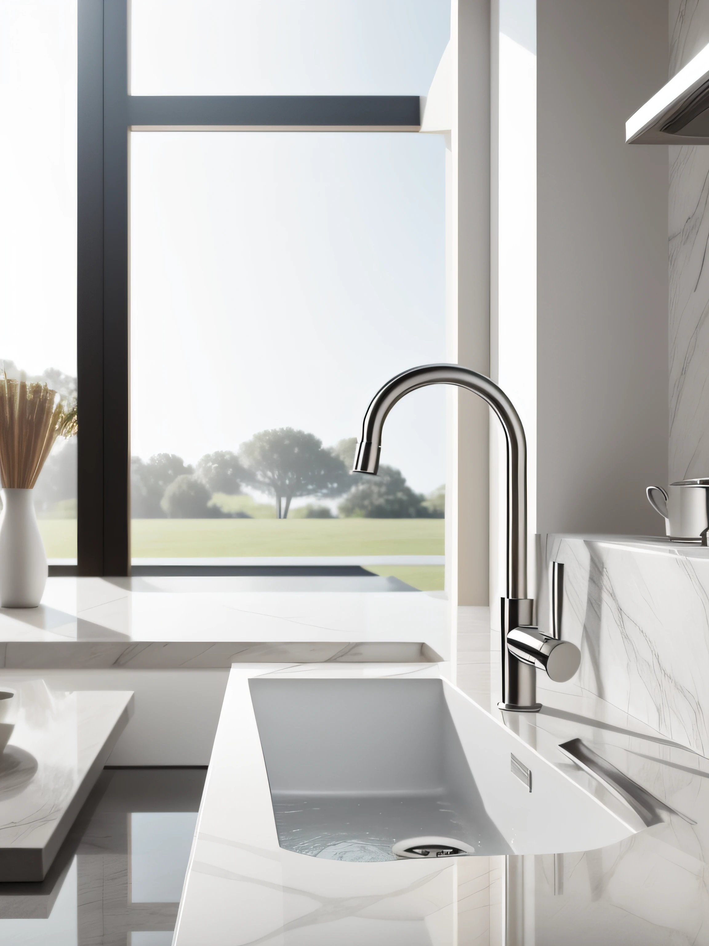 Kitchen faucets are realistic and minimalist