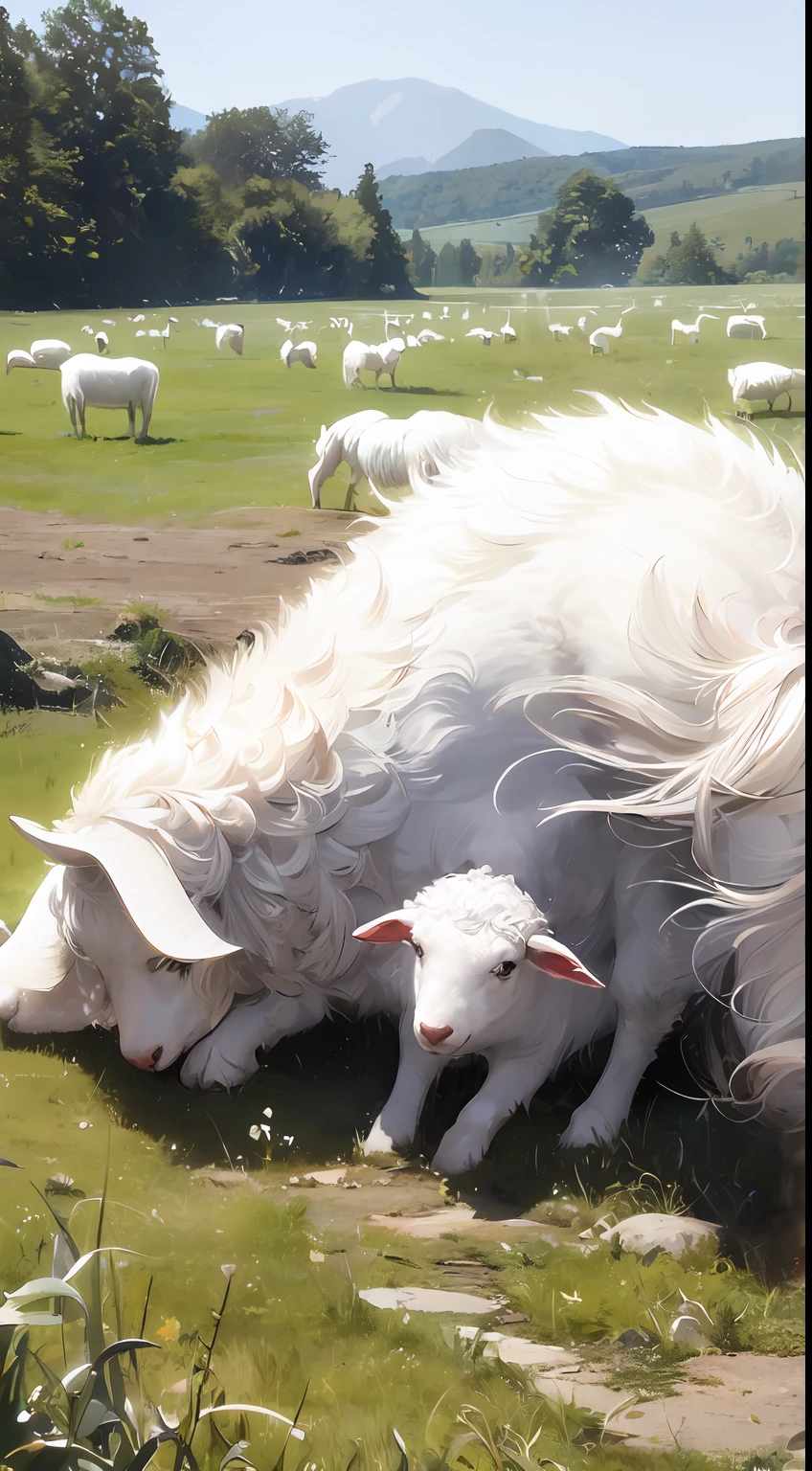 "At that time the sheep called to him
From their wormy bellies, as they
Lay bloating in the field. He was
A pastoralist,
The schoolhouse hardly handsize
In a sky of flax." (masterpiece:1.2, best quality, digital art, hyperrealistic details, detailed digital art, realistic texture, detailed CG, extremely high detail, digital illustration)