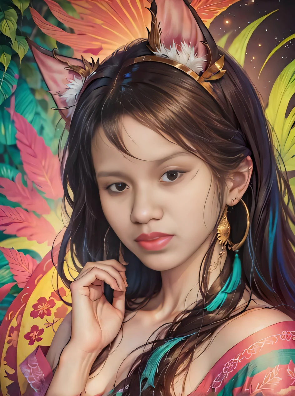 A closeup of a woman with a butterfly band on her head, Arte no estilo de Guweiz, Artgerm e Atey Ghailan, Retrato de Ahri, wlop e ross tran, Artgerm extremamente detalhado, estilo de pintura wlop, gatinha jovem bonita, pintura de personagem bonita, Ross Tran 8 K, pintura realista da menina bonito, pintura digital altamente detalhada
