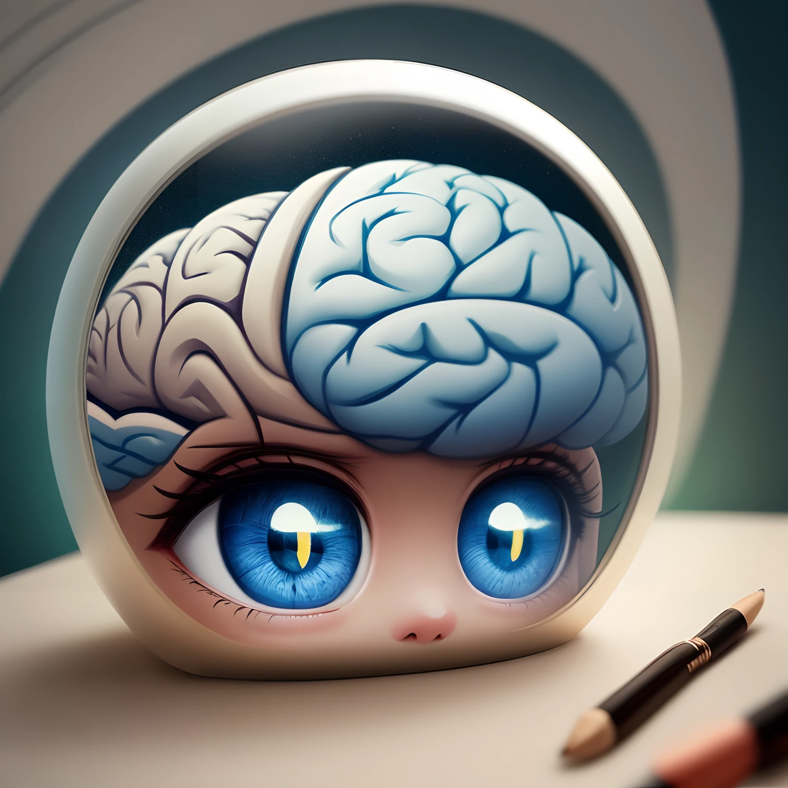 Desenhos animados, Beautiful Brain, com olhos,