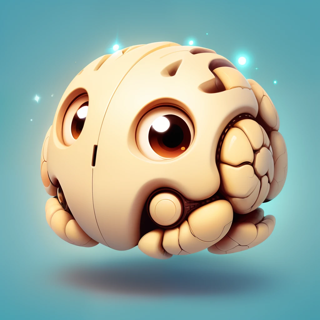 Brain as if it were cartoon with small eyes