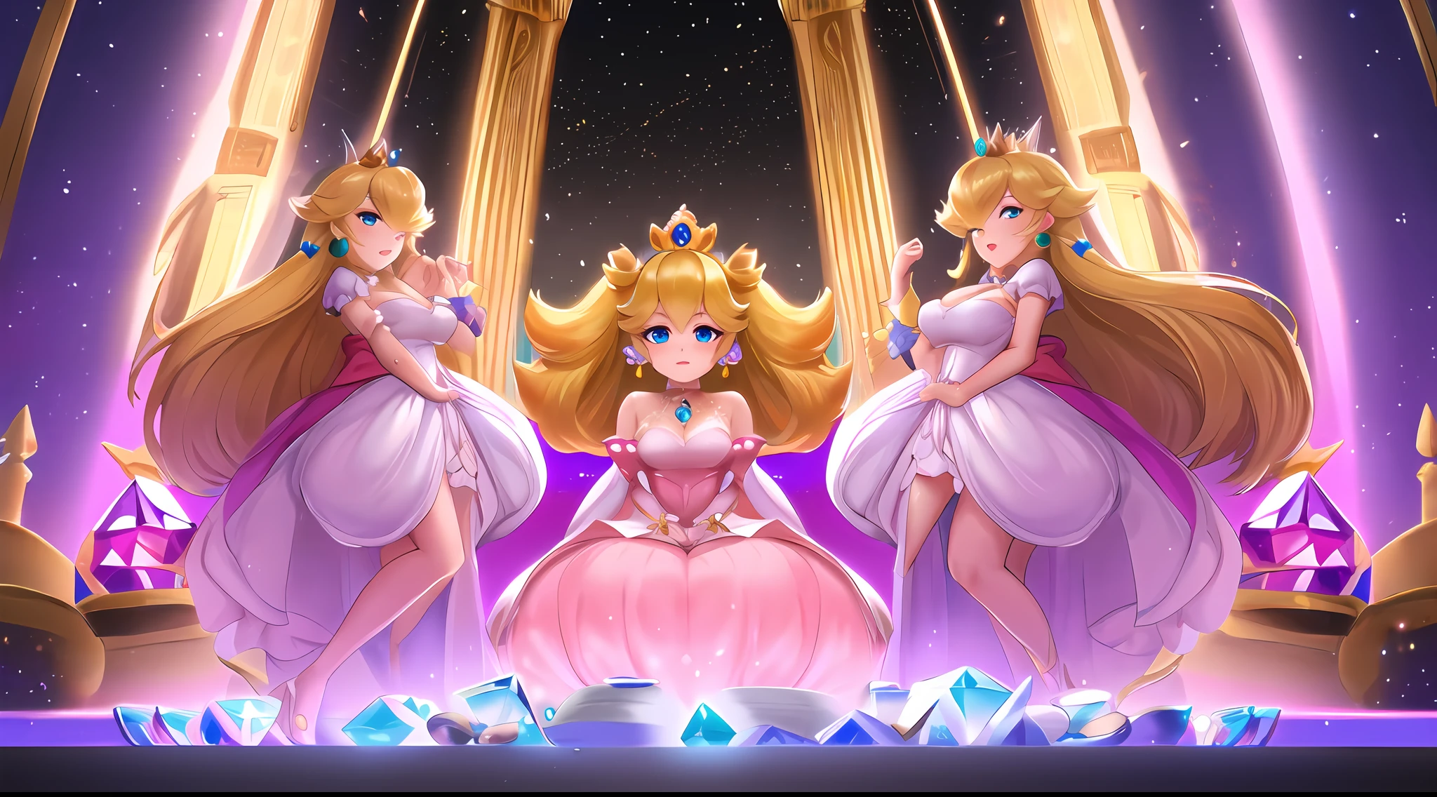 Altas Resoluciones,Obra maestra,perfect ilumination,florecer,cinematic lighting,adulto,piel perfecta,hembra,Disparo de vaquero,They are smiling,cintura estrecha,flaco,(Princesa Peach),(princess peach),gargantilla,ojos detallados,ojos azules,gargantilla,Sensual,mushrooms,Reino de los hongos,labios rosados,((labios brillantes)),labios fruncidos,Bombas rosas,piel brillante,piel grasa,hermosa luz,(tag:1.3),brillante,Mirando al espectador,(phcrystal),Daisy_SM,choker,detailled eyes,blue eyes,choker,sensual,mushrooms,mushroom kingdom,pink lips,((glossy lips)),pursed lips,yellow pumps,glossy skin,oily skin,beautiful light,(day:1.3),bright,looking at viewer,(phcrystal),