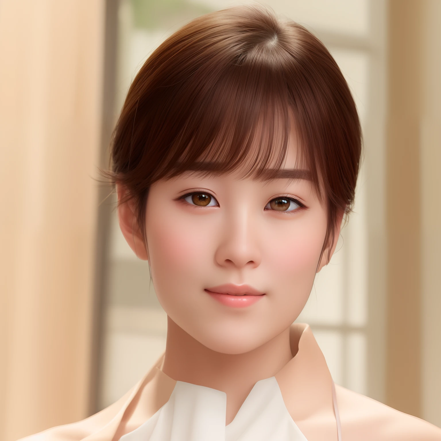 Masterpiece Quality、Super beautiful realistic CG illustrations、Japan Woman With Baby Face、Slim style、short-hair、fair white skin
