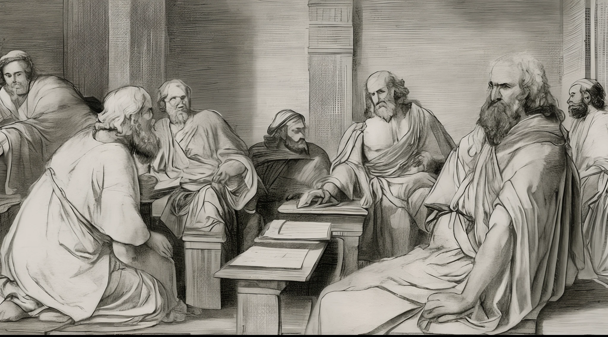 SKETCHY_JBX a sketch of socrates debating with plato