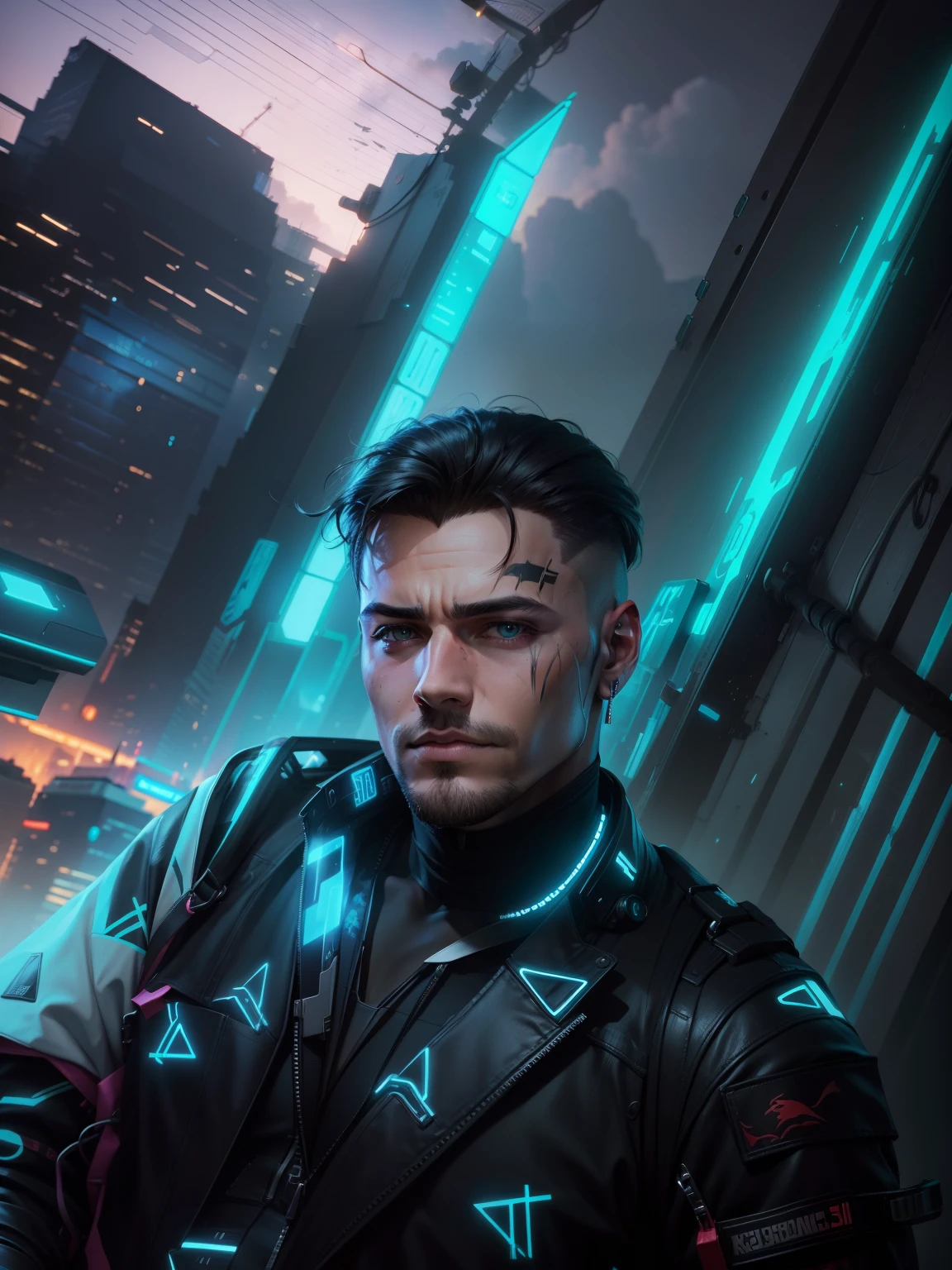 Change begraund cyberpunk handsome boy. Reaclitic face 8k, ultra realistic