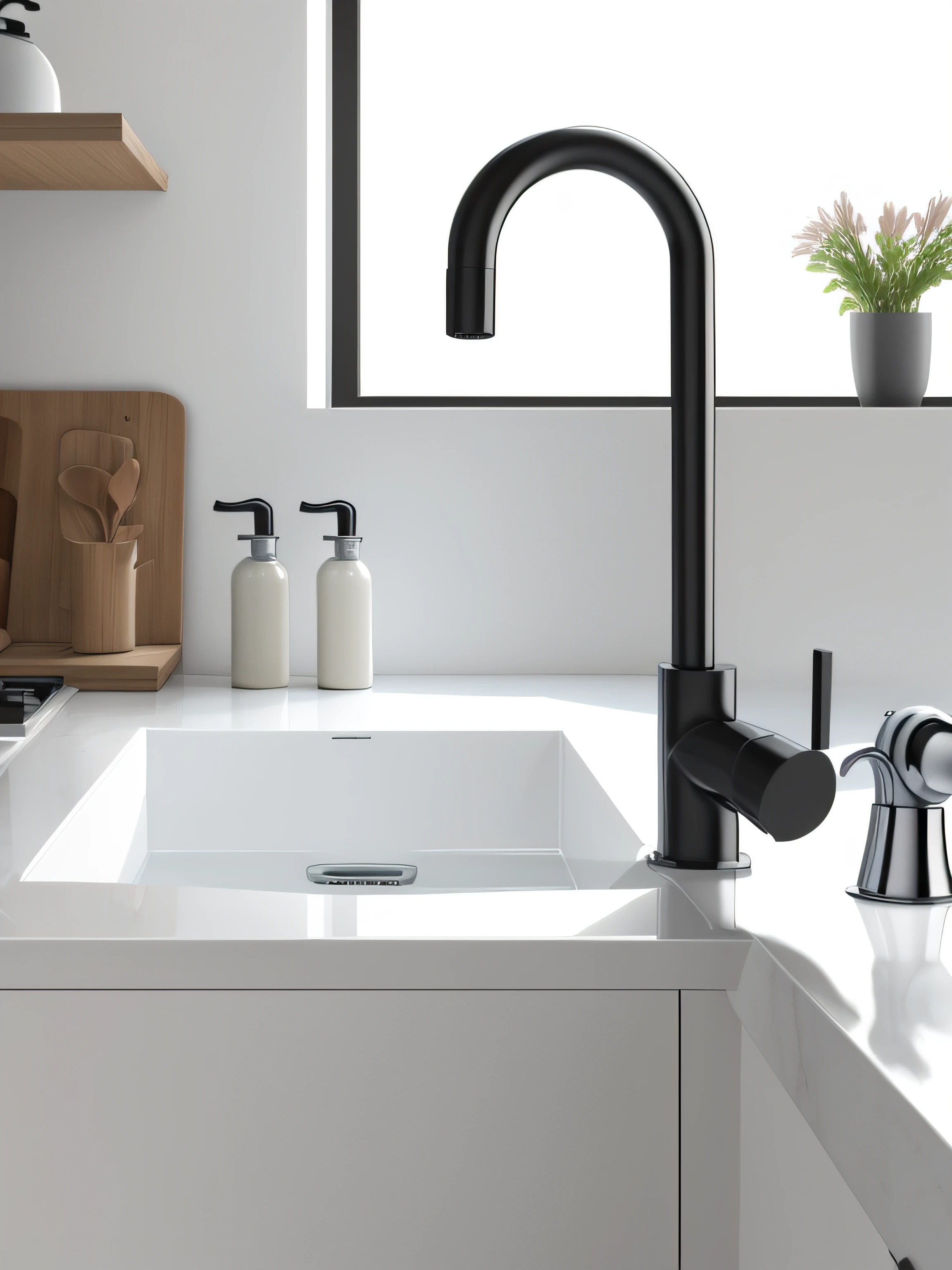 Kitchen faucets are realistic and minimalist