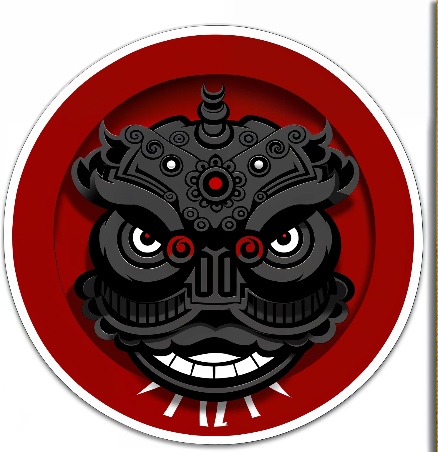 A close-up of a black and white picture of a face, samurai mask, oni mask, 中 国 鬼 节, tengu mask, momoshiki ōtsutsuki, demon samurai mask, asura from chinese myth, Sticker design vector art, ancient china art style, Oriental face, tribal mask, ornate mask, kabuki mask
