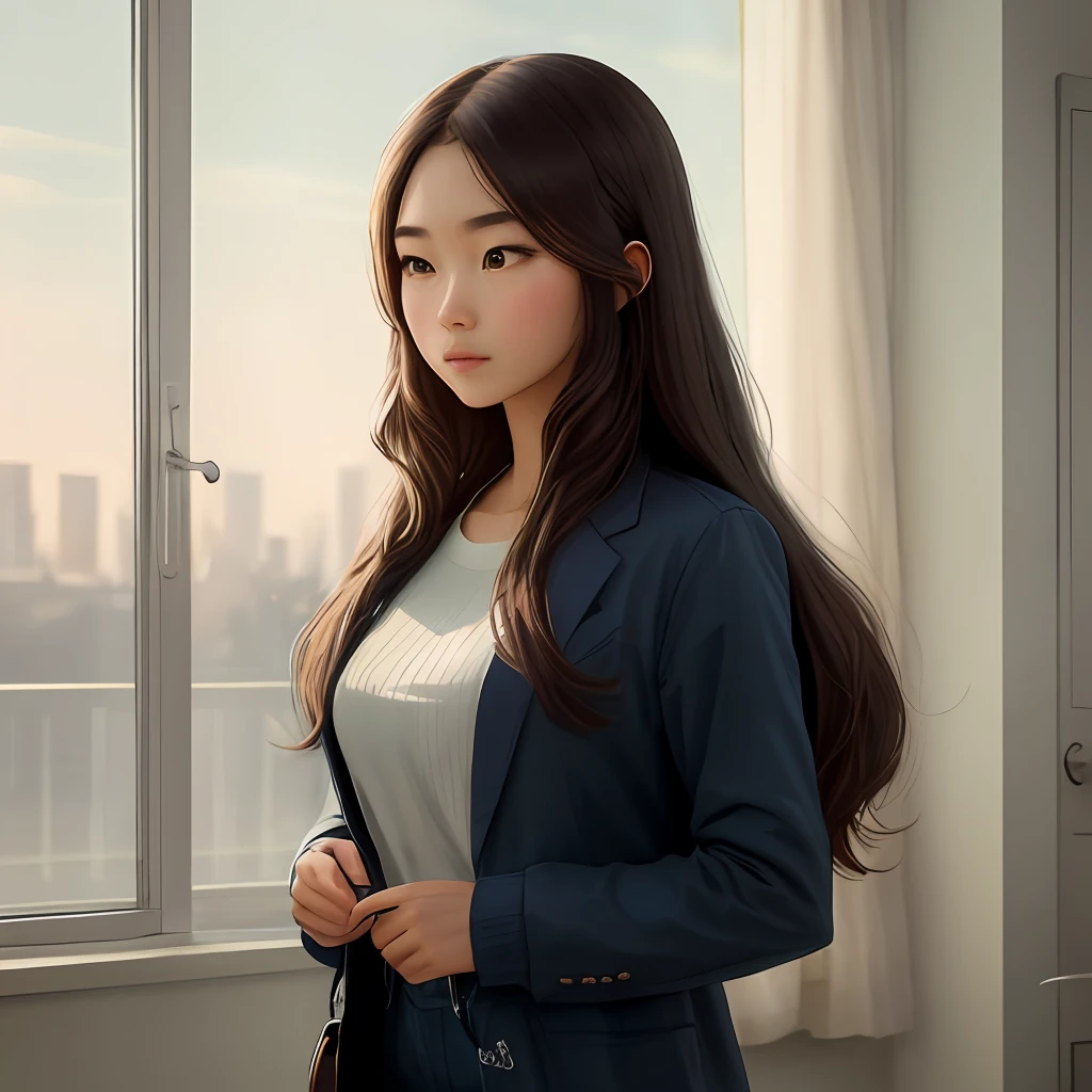 Girl long hair quadratic