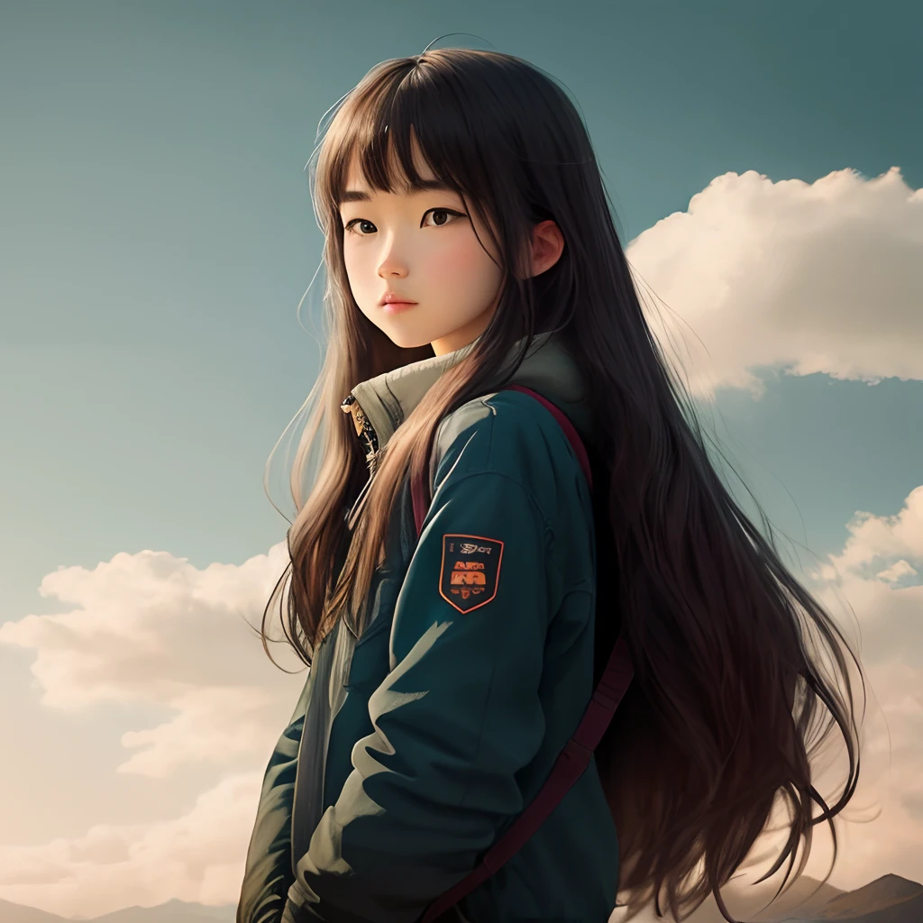 Girl long hair quadratic