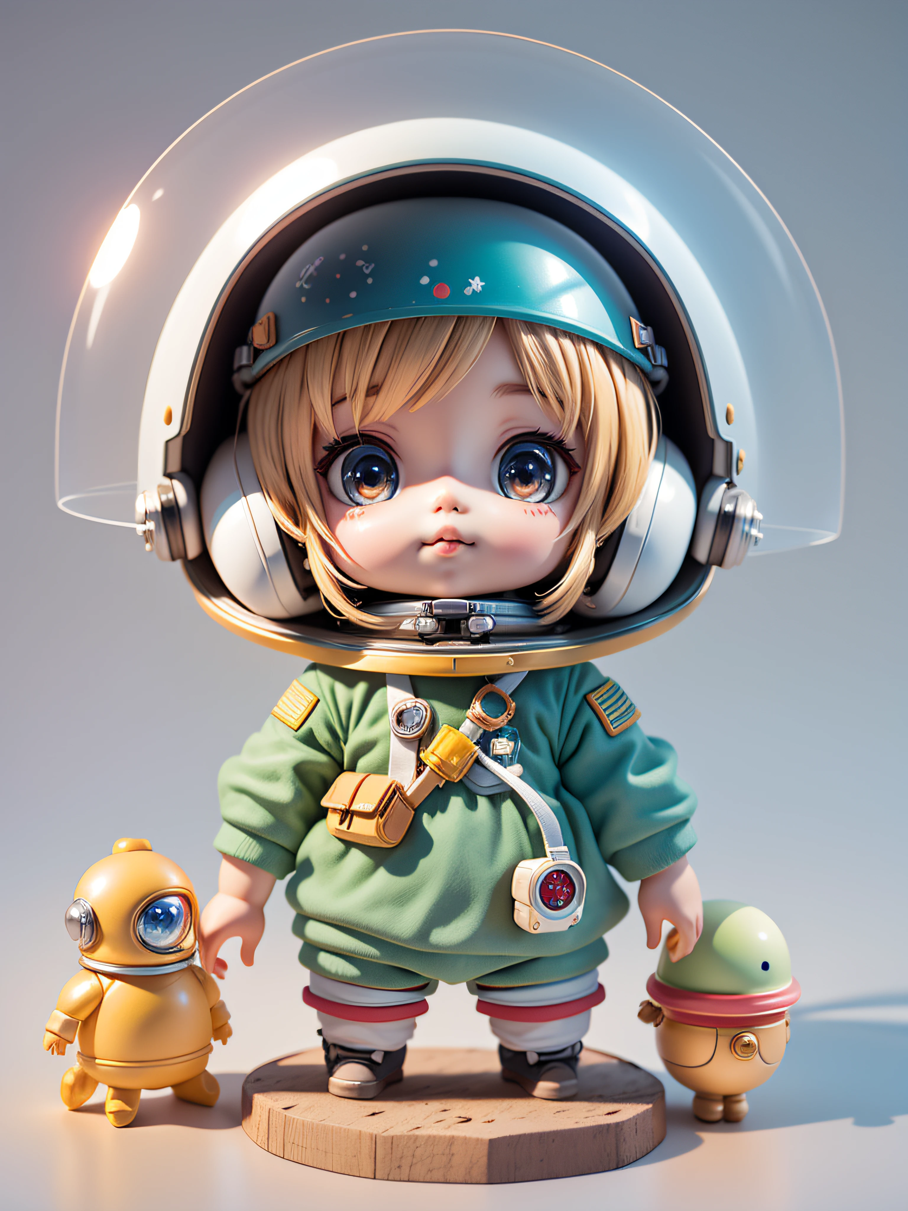 There is a little doll with helmet and helmet, cute 3d rendering, little astronaut looking up, portrait anime space cadet boy, cute 3d anime boy rendering, cute detailed digital art, male explorer mini cute boy, 3d rendering stylized, 3d rendered character art 8k, cute digital painting, anime style 3d, super detailed rendering