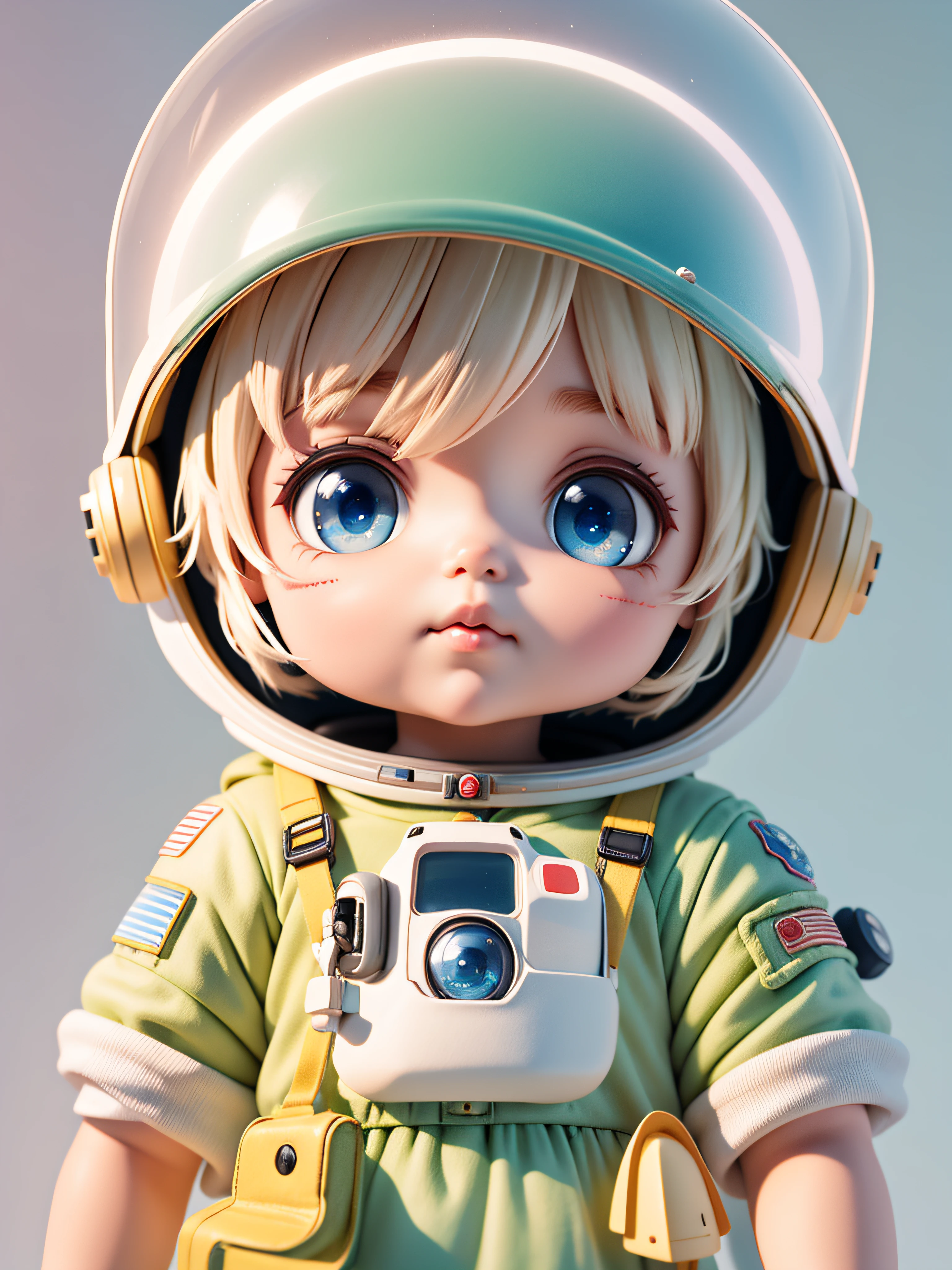 There is a little doll with helmet and helmet, cute 3d rendering, little astronaut looking up, portrait anime space cadet boy, cute 3d anime boy rendering, cute detailed digital art, male explorer mini cute boy, 3d rendering stylized, 3d rendered character art 8k, cute digital painting, anime style 3d, super detailed rendering