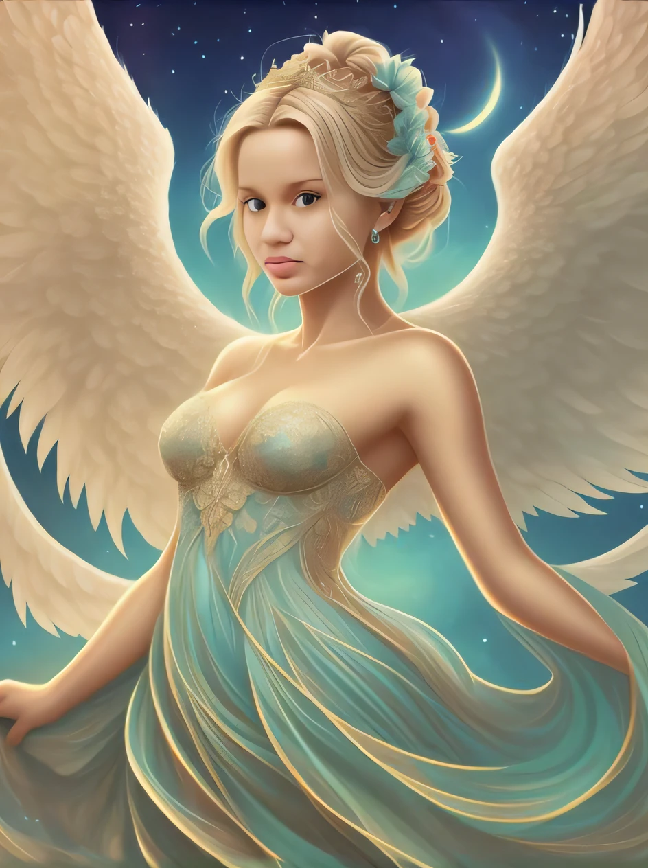 uma pintura de uma mulher com asas em um vestido azul, anjo bonito, anjo feminino bonito, de anjo lindo, de uma menina anjo bonita, Retrato de um anjo bonito, menina do anjo, retrato bonito da menina do anjo, bela arte de fantasia, anjo da menina alada, retrato bonito da arte da fantasia, arte de fantasia muito bonita, bela arte digital, arte digital fantasia arte, arte digital de fantasia detalhada