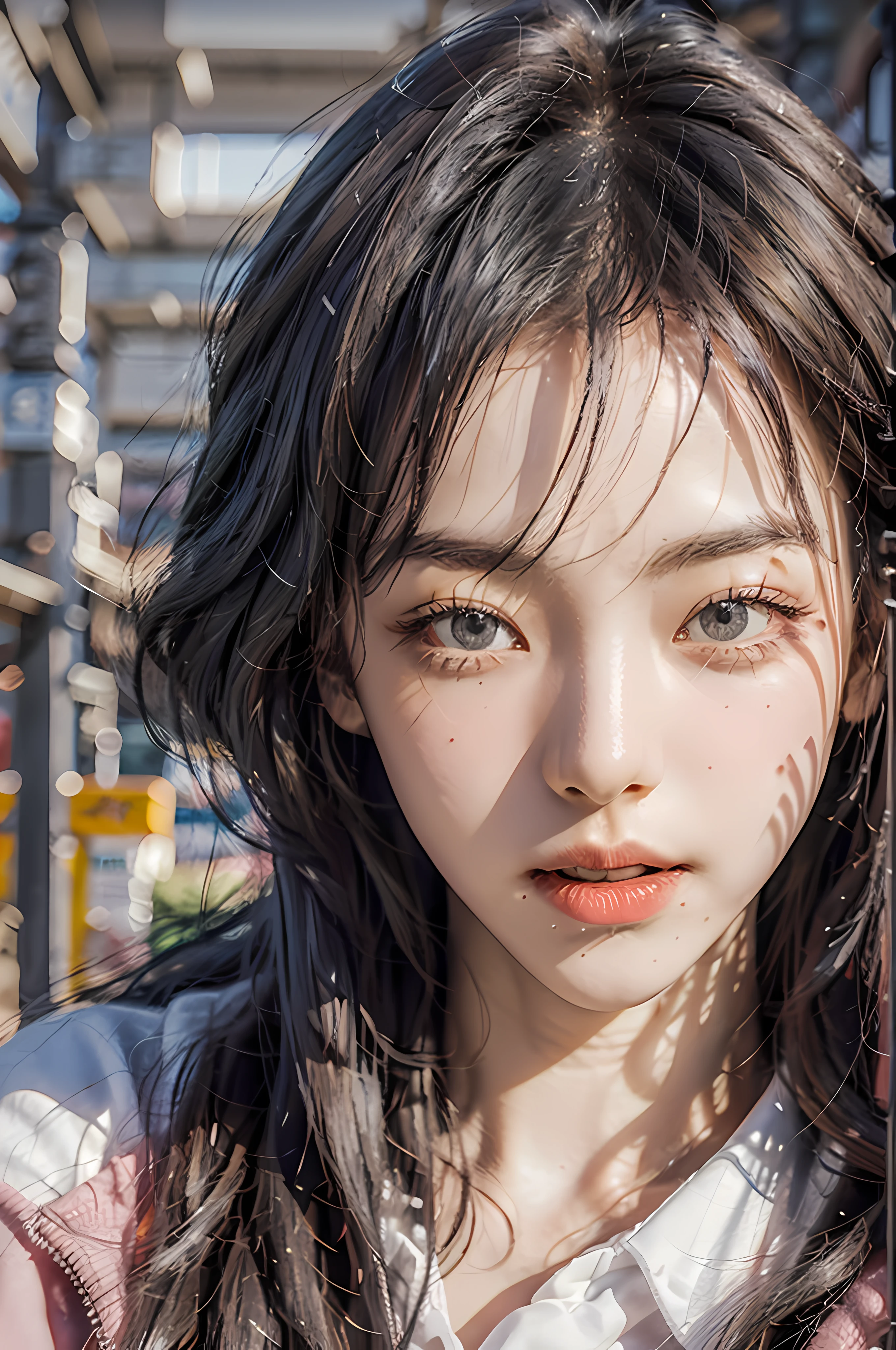 (Supermarket:1), mid afternoon, Doctor dressings, Short hair with light brown fringes, Light brown eyes, 1girll, Innocent, (Photorealistic), (Intricate details:1.2),(Masterpiece, :1.3),(Best quality:1.4), (超高分辨率:1.2), 超高分辨率, (Detailed eyes), (Detailed facial features), hdr, 8K resolution, (Lens flare:0.7), Turn around, Busy with inspection reports, face viwer