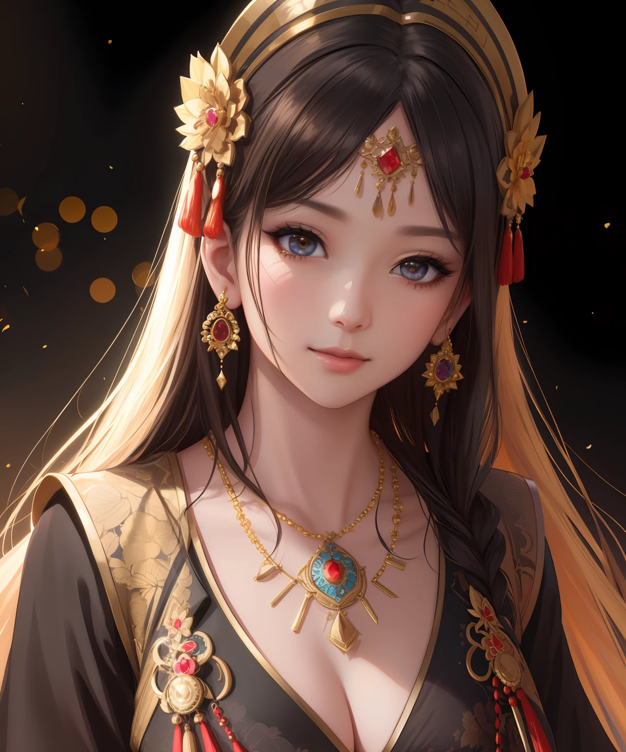 best quality, masterpiece, highres, 1girl,china dress,hair ornament,necklace, jewelry,Beautiful face,upon_body, tyndall effect,photorealistic, dark studio, rim lighting, two tone lighting,(high detailed skin:1.2), 8k uhd, dslr, soft lighting, high quality, volumetric lighting, candid, Photograph, high resolution, 4k, 8k, Bokeh,