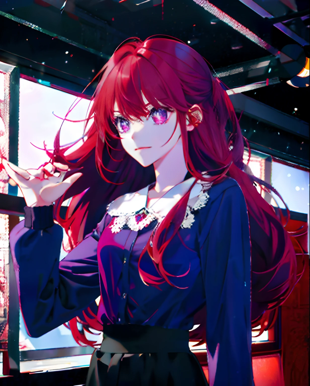 Red-haired girl with purple eyes
