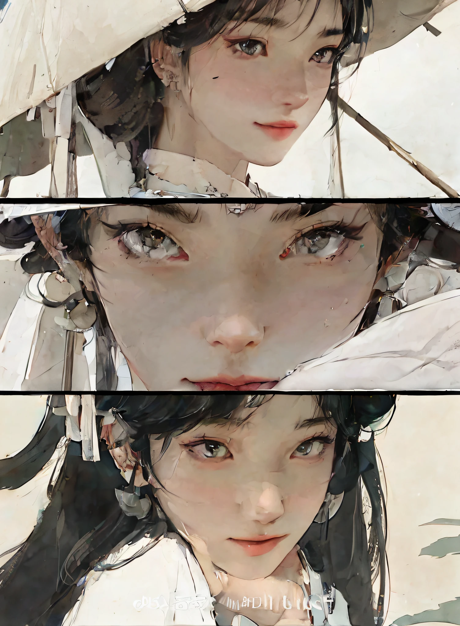 there are two pictures of a woman with an umbrella and a cat, artwork in the style of guweiz, guweiz, beautiful character painting, guweiz on artstation pixiv, guweiz on pixiv artstation, stunning anime face portrait, beautiful digital artwork, wlop rossdraws, guweiz masterpiece, detailed digital anime art