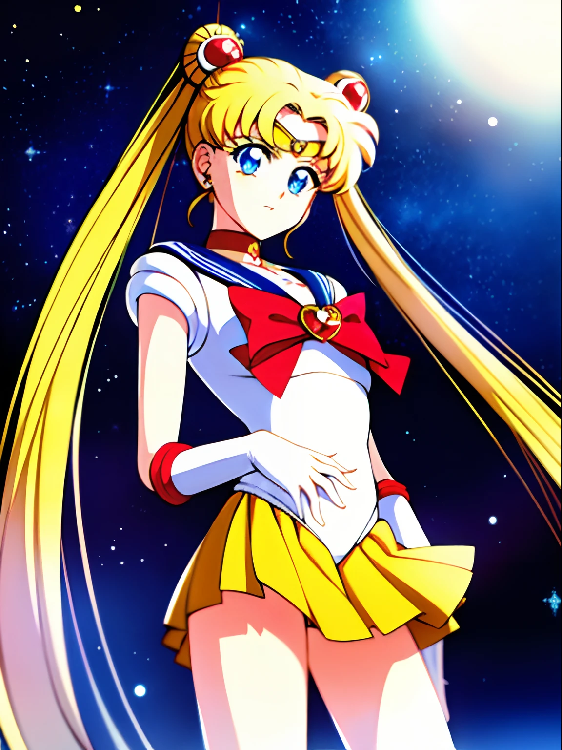 tmasterpiece， （realisticlying：1.4）， best qualtiy，1girll（Sailor_Moon）,（Detailed description of the chest），（full bodyesbian：1.7），Vertical painting