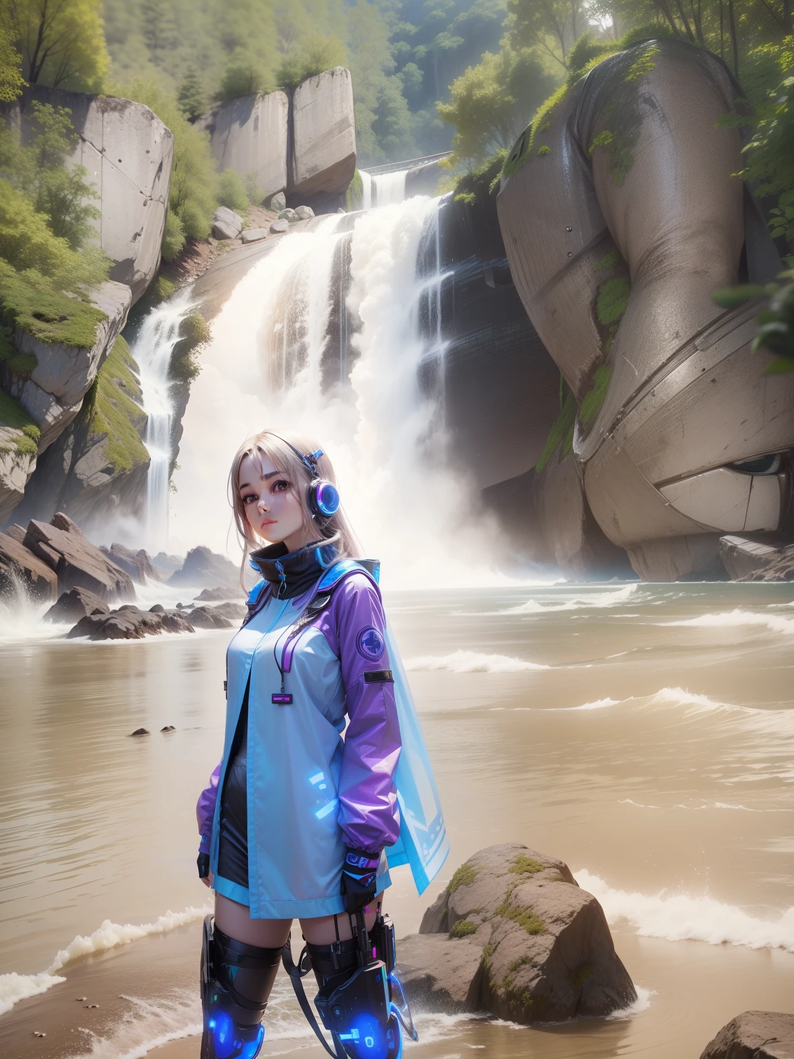 Artificial cyber girl, beautiful girl, ultra realistic 8k,futurestic back ground