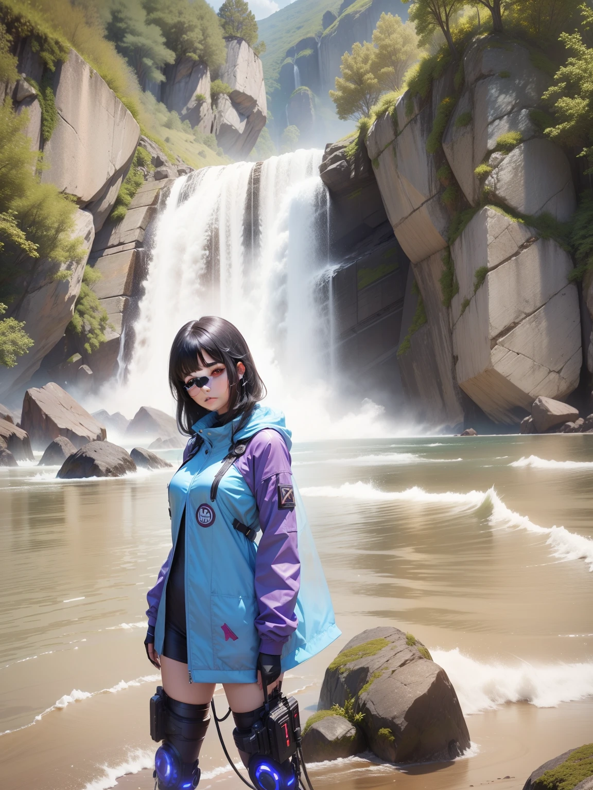 Artificial  girl, beautiful girl, ultra realistic 8k,futurestic back ground,black hair