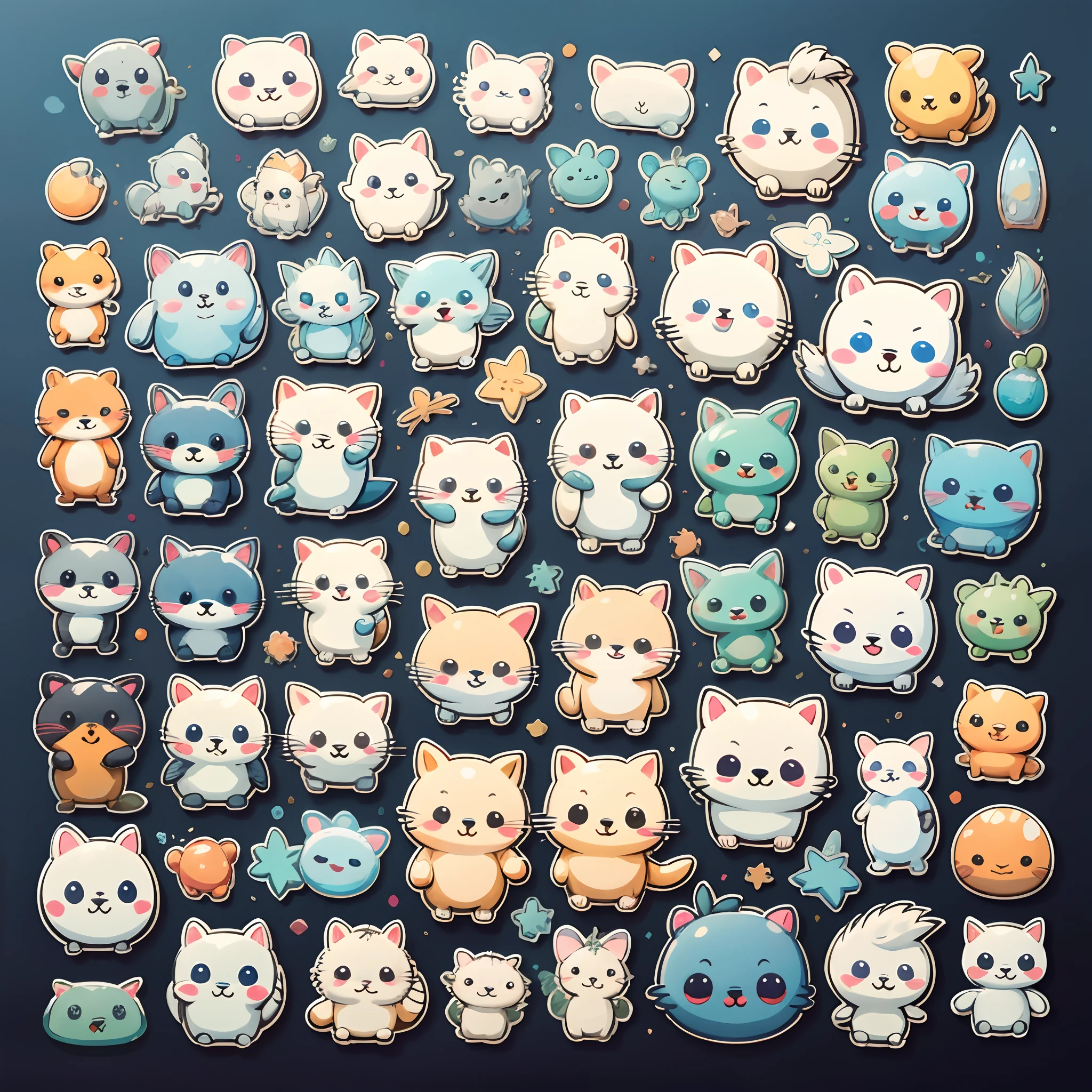 Light blue soft, neat, cute, round seal character