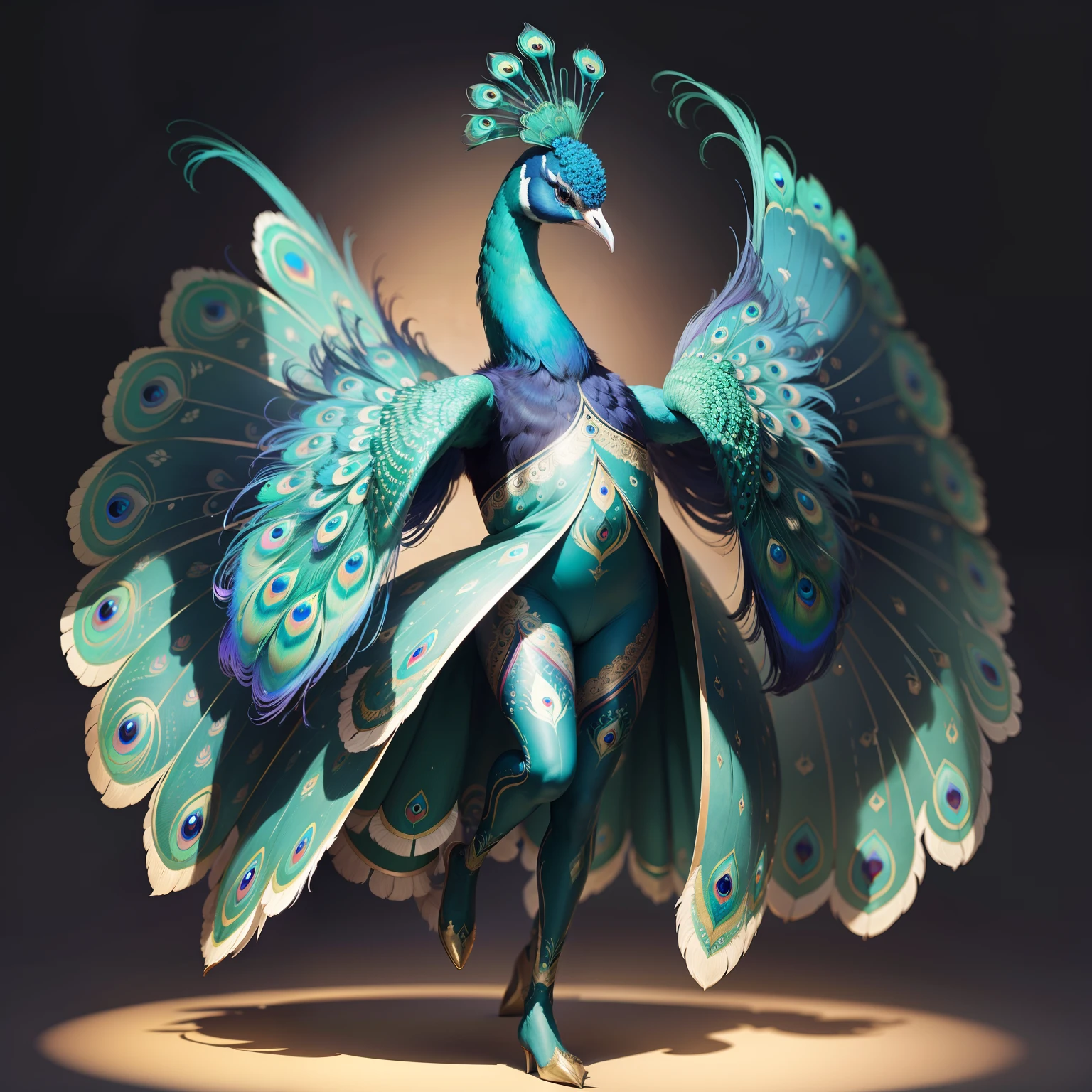 A peacock paiting in peacock dancing , peacock multiple colour,