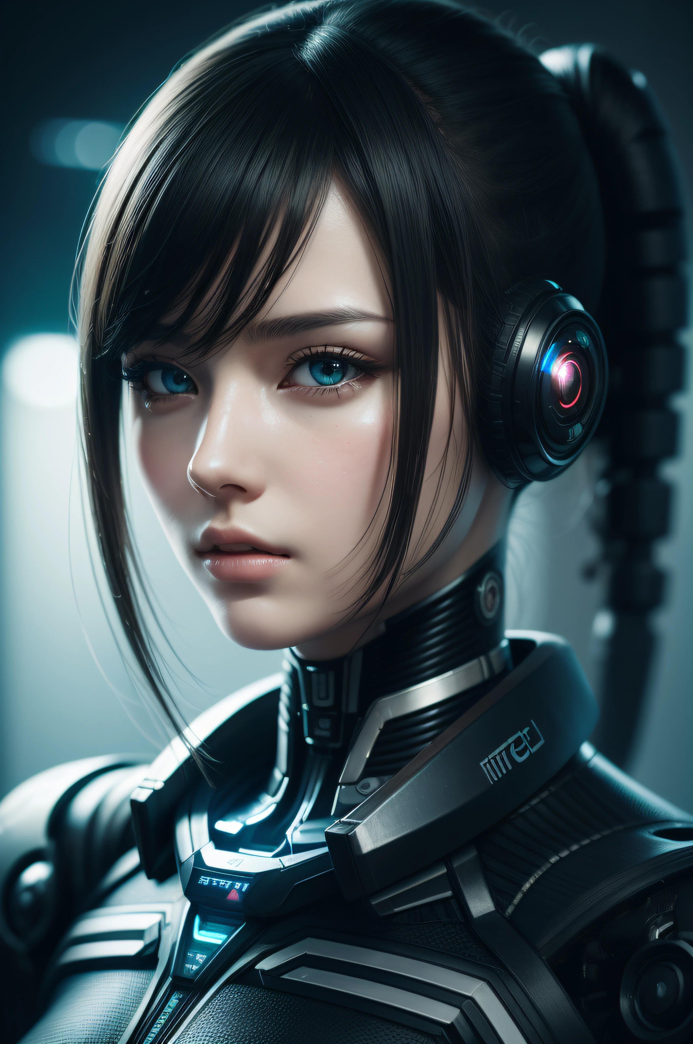 Centered portrait of an ultra detailed Mechanical Cyberpunk Female Android, looking into the camera, intricate, elegant, super highly detailed, smooth, sharp focus, no blur, no dof, extreme illustration, Unreal