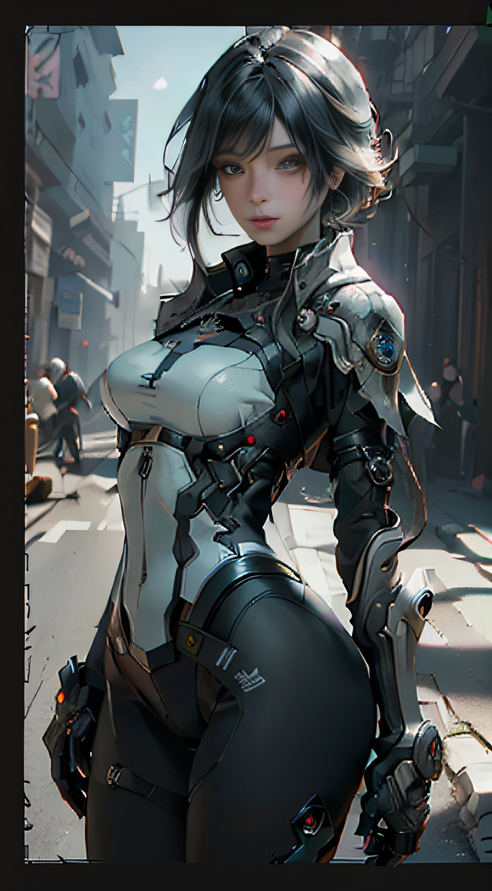 ((Best quality)), ((masterpiece)), (detailed:1.4), 3D, an image of a beautiful cyberpunk female,HDR (High Dynamic Range),Ray Tracing,NVIDIA RTX,Super-Resolution,Unreal 5,Subsurface scattering,PBR Texturing,Post-processing,Anisotropic Filtering,Depth-of-field,Maximum clarity and sharpness,Multi-layered textures,Albedo and Specular maps,Surface shading,Accurate simulation of light-material interaction,Perfect proportions,Octane Render,Two-tone lighting,Wide aperture,Low ISO,White balance,Rule of thirds,8K RAW,