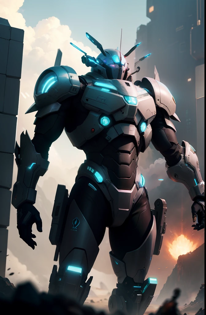 extraterrestial,Biotech armor,scifi style,Battle background,废墟