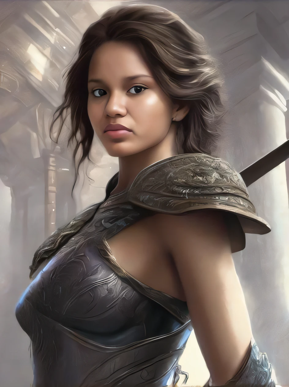 uma mulher em armadura segurando uma espada em um quarto, retrato de fantasia fosco detalhado, retrato de arte conceito de fantasia, Magali Villeneuve», epic fantasy art portrait, retrato do personagem da fantasia, Graphic artist Magali Villeneuve, arte do retrato da fantasia, retrato da arte da fantasia, inspirado em Magali Villeneuve, fantasia paladin mulher, Retrato do Paladino Feminino, pintura de personagem bonita, retrato cavaleiro feminino