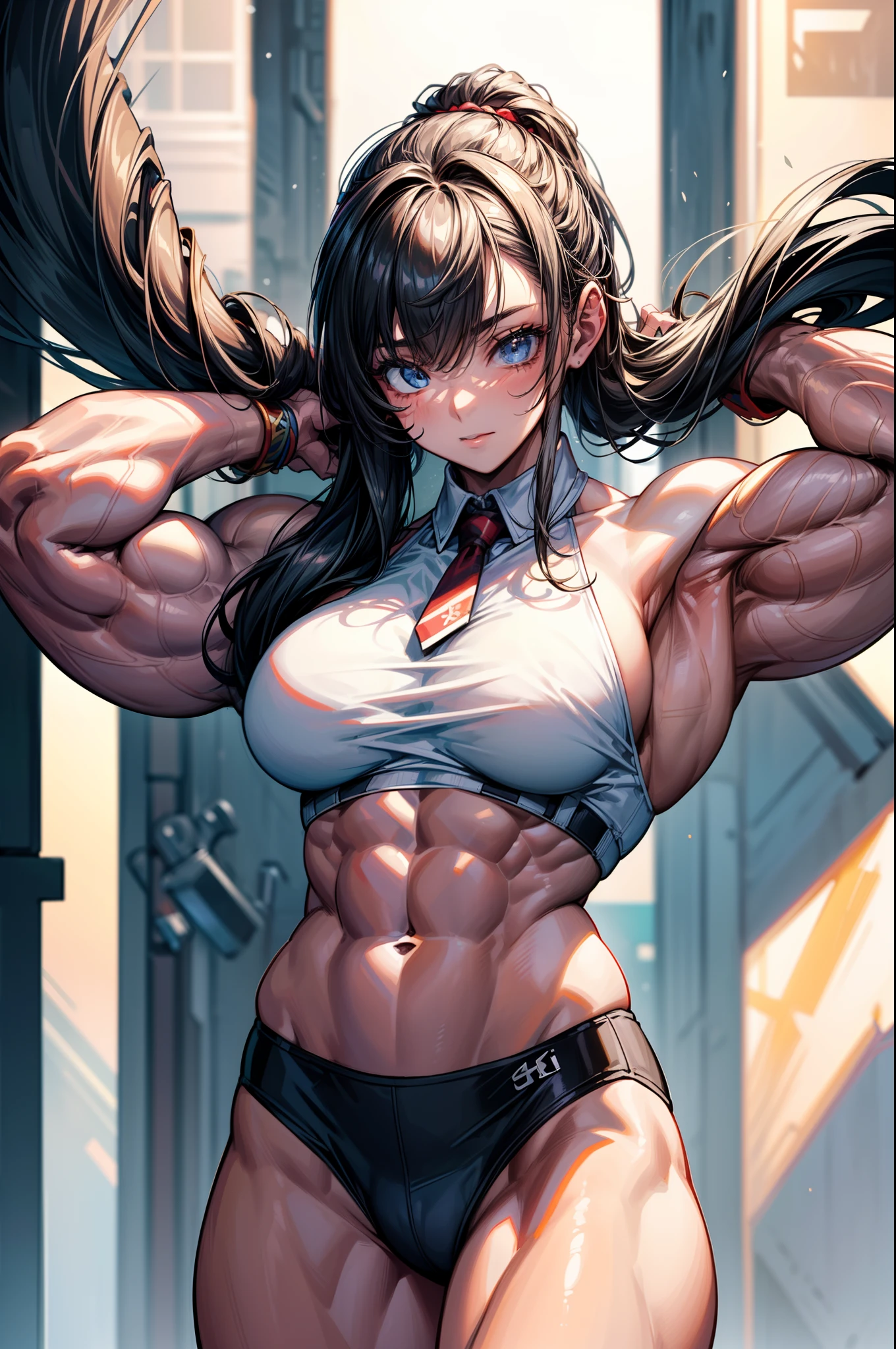 (BEST lighting) , (ultra intricately detailed) , 4K unification, (super-detailed CG: 1.2) , (8K: 1.2),(Original), (Masterpiece) , (Best quality),(Masterpiece:1.4),Anime-ish high quality,(Masterpiece),Masterpiece, Super clear picture quality,Clearer than movies,(Fine face)Best quality, absurderes,((masterpeace, 4K, 8K, Yes, A high resolution))1girll, schoolgirls,She was on an empty black field,standing on your feet,Exposing the abdomen, Crop topping,There are bulges of dense veins on the arms,Spring, Boots, Perfect figure, Long silver hair, Dynamic pose, ((body builder:1.5)),Heavy snow against a snowy background,(Beautiful bace),(Girl),(Female),(((Upper body:1)))