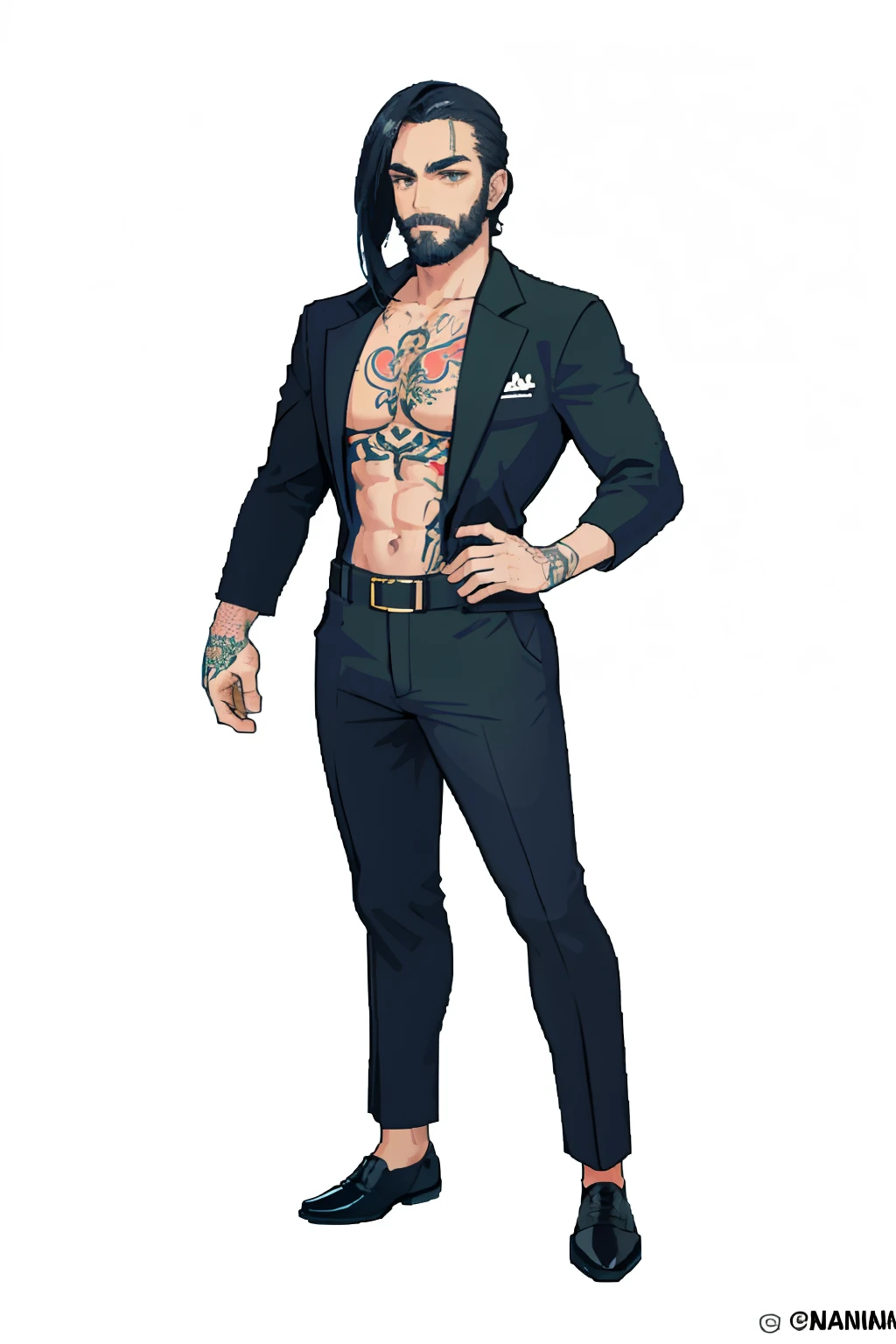(8k, highest quality, best quality, masterpiece, highly detailed:1.2),
1 man, yakuza, tattoo, mafia, fullbody, clean beard