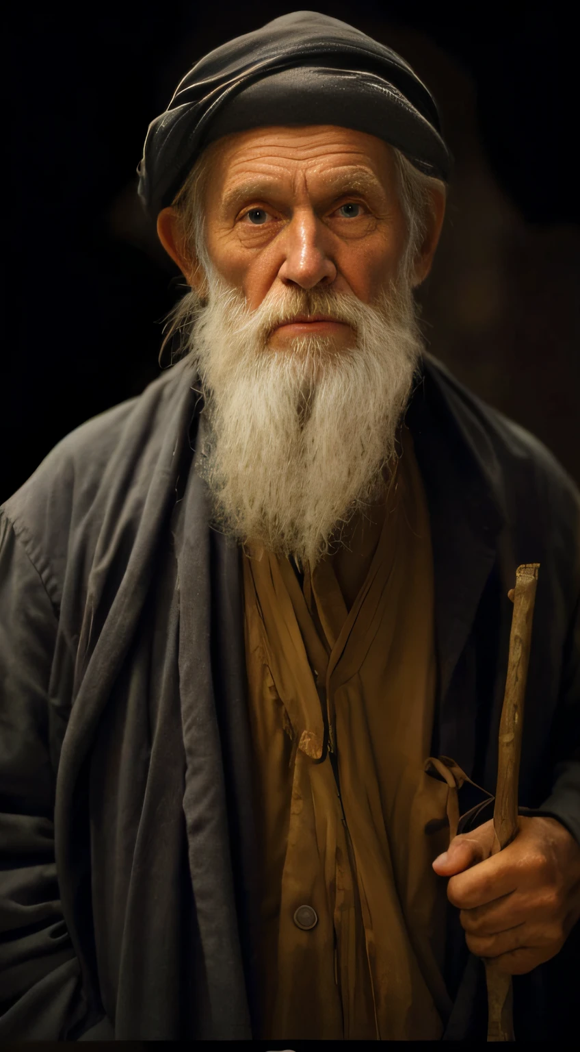 with a long beard,An Arafeld man wearing a hat with a stick, Wise old man, portrait of monk, An old man, portrait photo of an old man, old man portrait, by Irakli Nadar, Ukrainian monks, A portrait of a wizard, Portrait of an old man, color photograph portrait 4k, portrait of bedouin d&D
