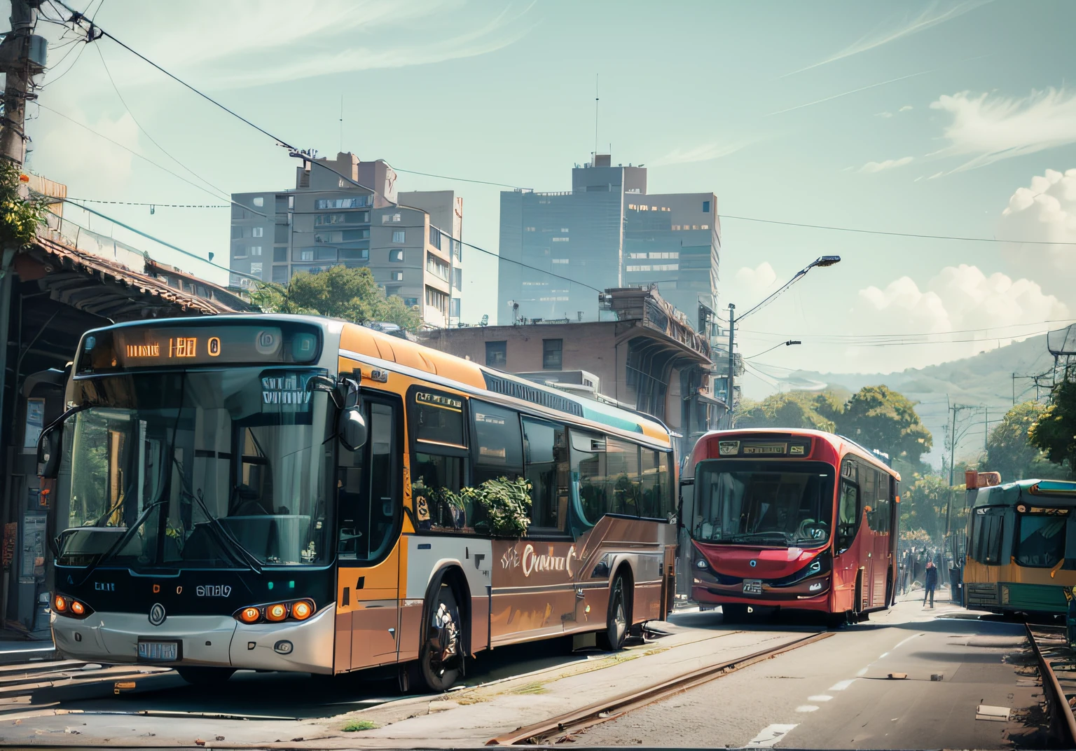 futuristic articulated bus, brancos de fundo, Corpo Steampunk, detalhes intrincados, Magnificent, cinemactic, high resolution, 4k,