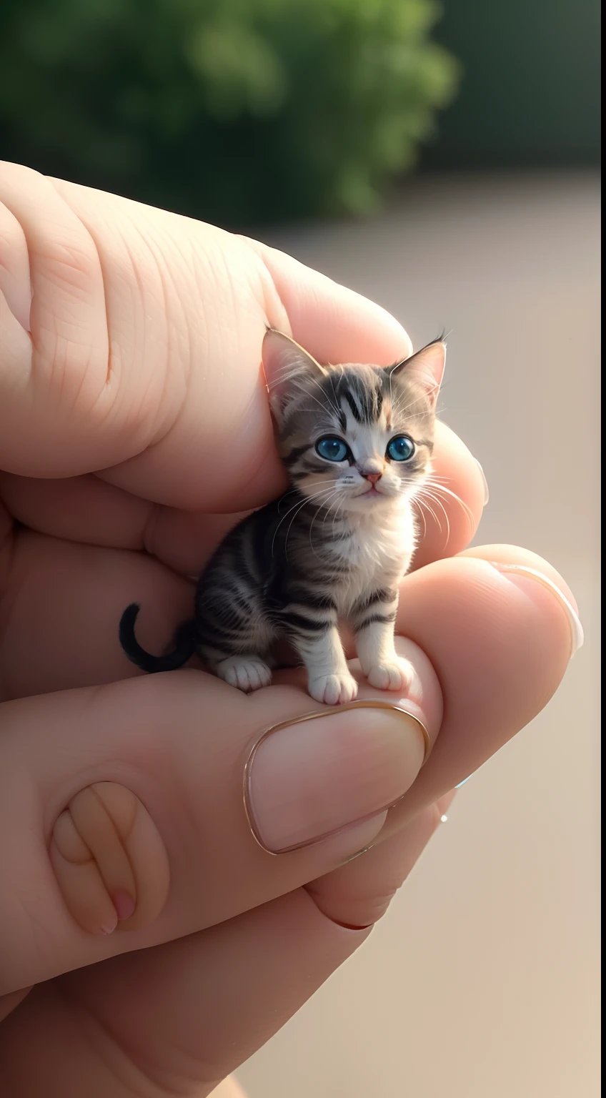 masterpiece, best quality, A super tiny mini kitten on a normal human finger. photo real,classic composition,masterpiece,exquisite,color correction,amazing visual effects,crazy details,intricate details,sharp focus,HD,8k