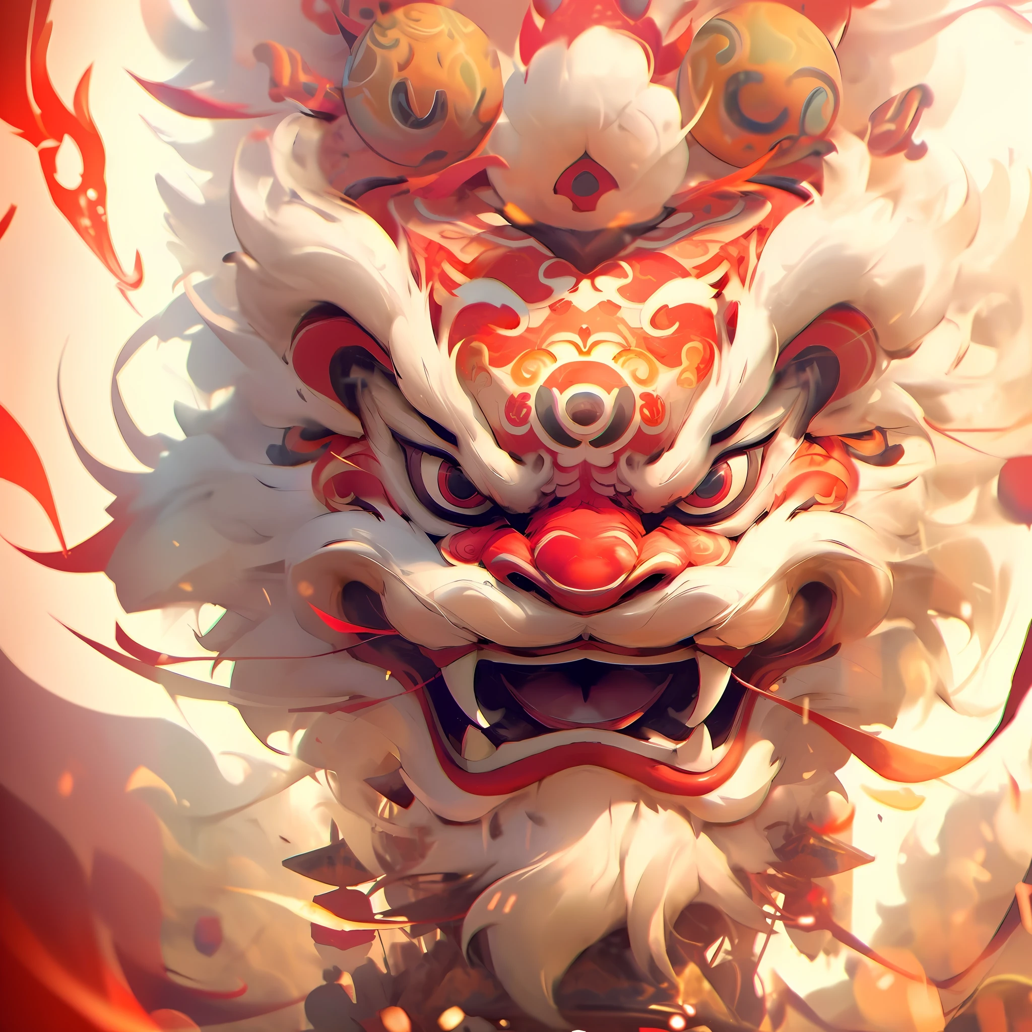 There is a faucet on it，It has a red and white pattern on it, Onmyoji detailed art, Rosla global lighting, onmyoji portrait, chinese dragon concept art, G Liulian art style, CGSesociety ), wlop and ross thran, cgsociety 9, [ trending on CGSociety ]!!, drak, rossdraws sakimimichan