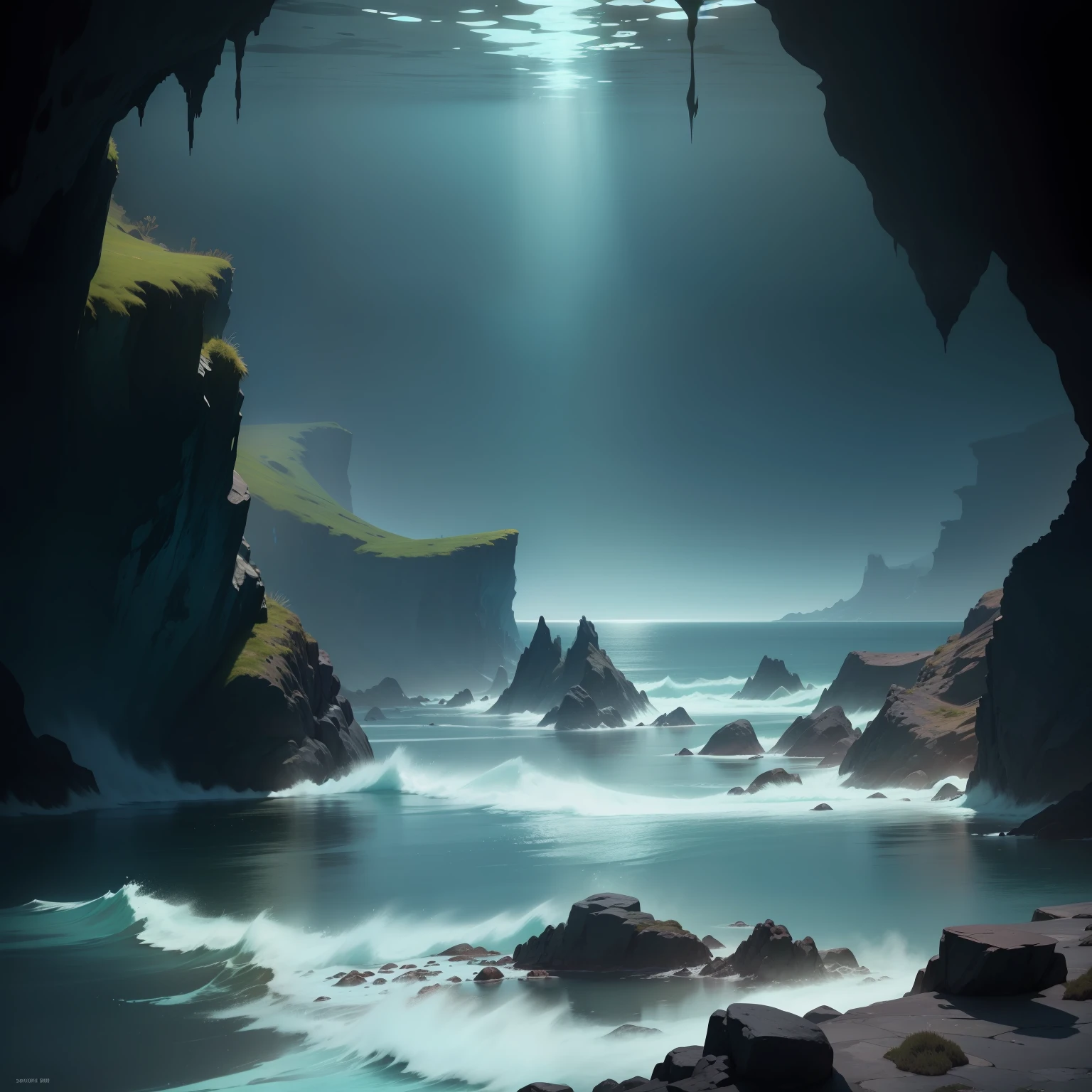 The depths of the vast and silent sea,There is a valley surrounded by seaweed