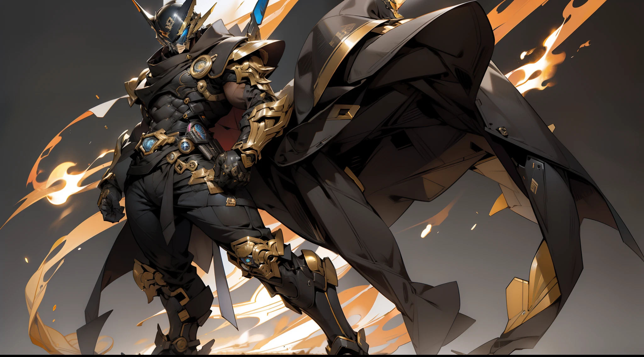 Obsidian golden Kamen Rider,whole body display,sci-fy,standing on your feet,Fire magic background,perfect bodies