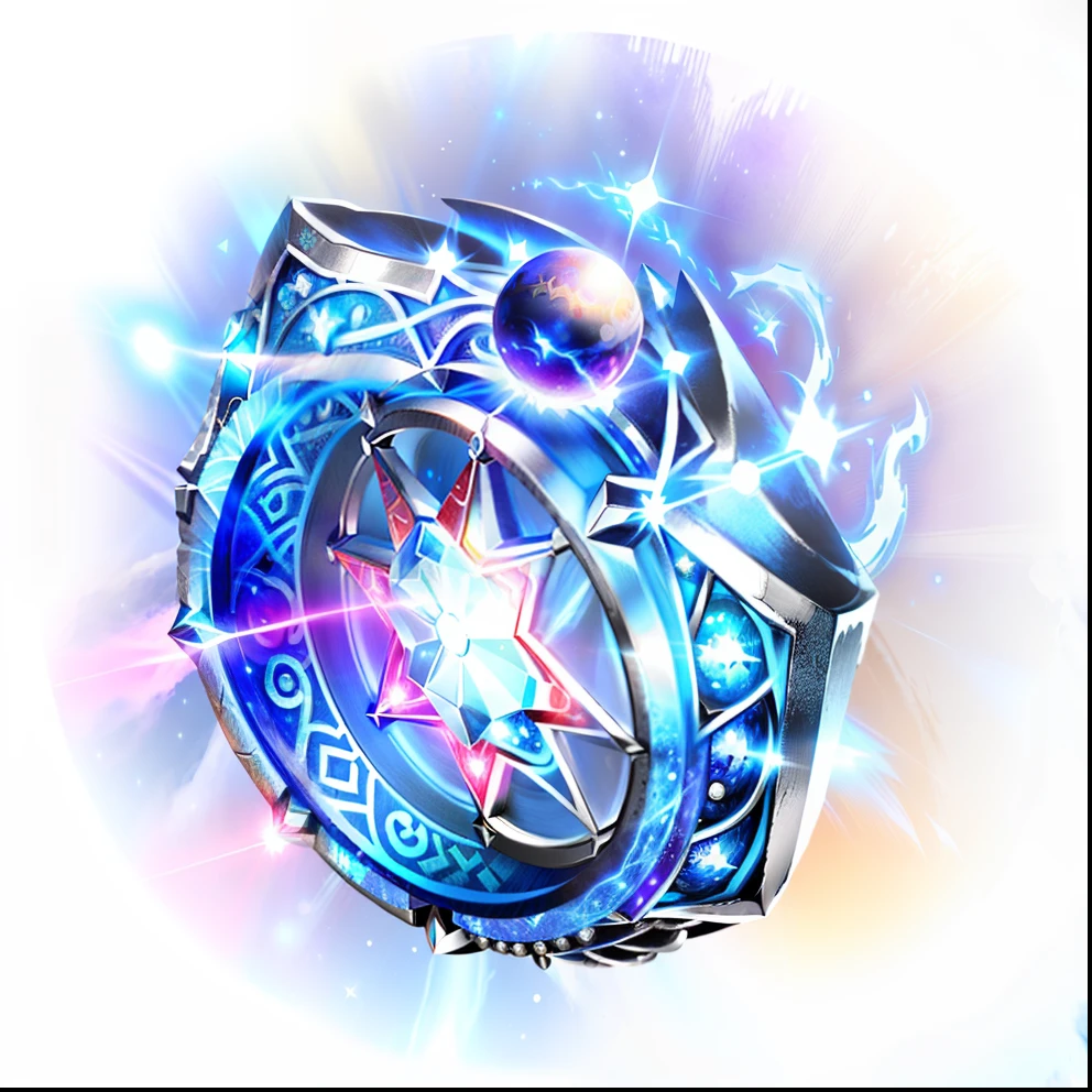 Close-up of a blue round object with a red eye, elder ring, ring lit, ringflash, fantasy game spell symbol, The Last Moon Gate, The magical Ring of Three Wishes, fantasy game spell icon, simple magic ring of poison, ability image, orb of agamento, magic crystal ring, magic spell icon, magical artifact